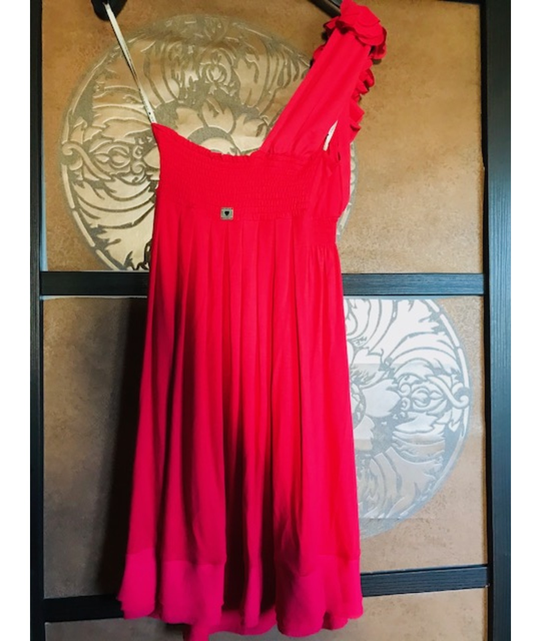 TWIN-SET Коралловое вискозное коктейльное платье, фото 3