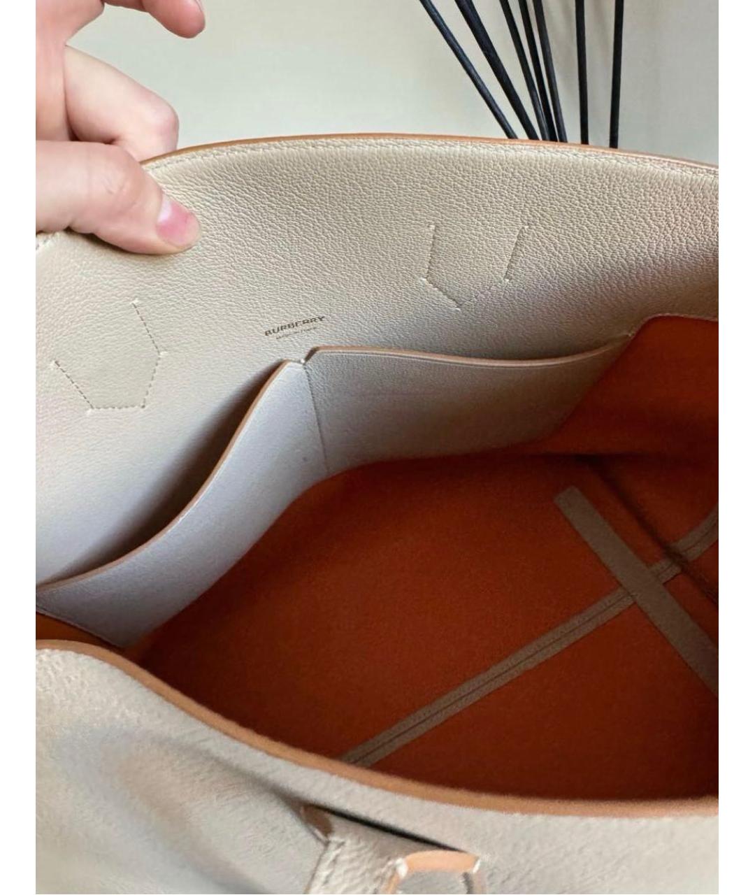 BURBERRY Бежевая кожаная сумка тоут, фото 2