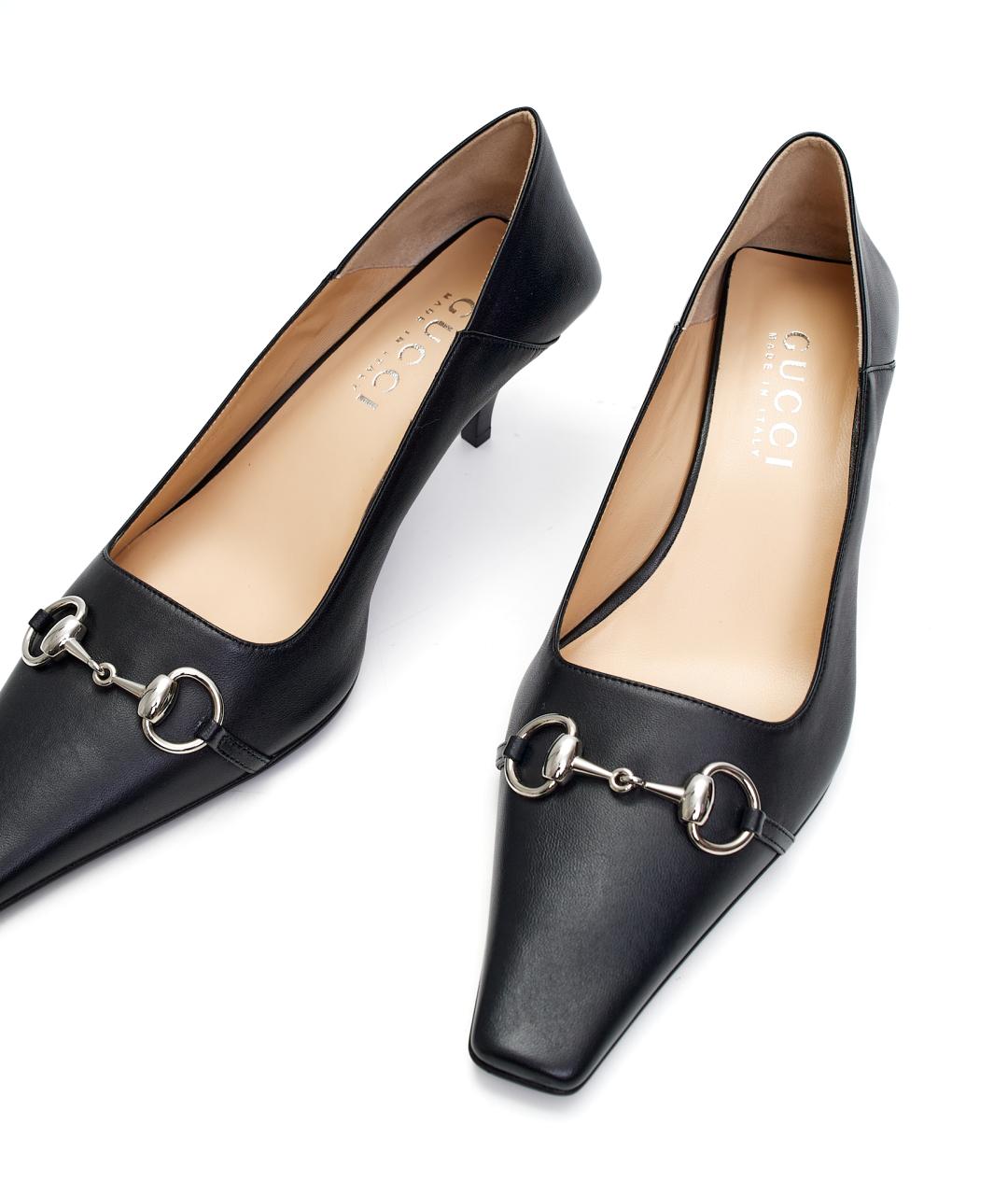 GUCCI Черные кожаные туфли, фото 4