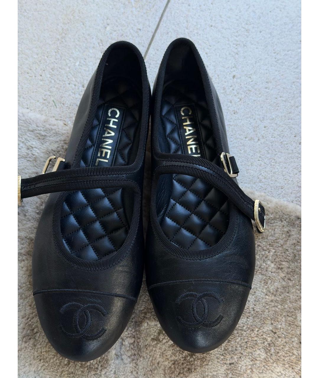 CHANEL Черные кожаные балетки, фото 2