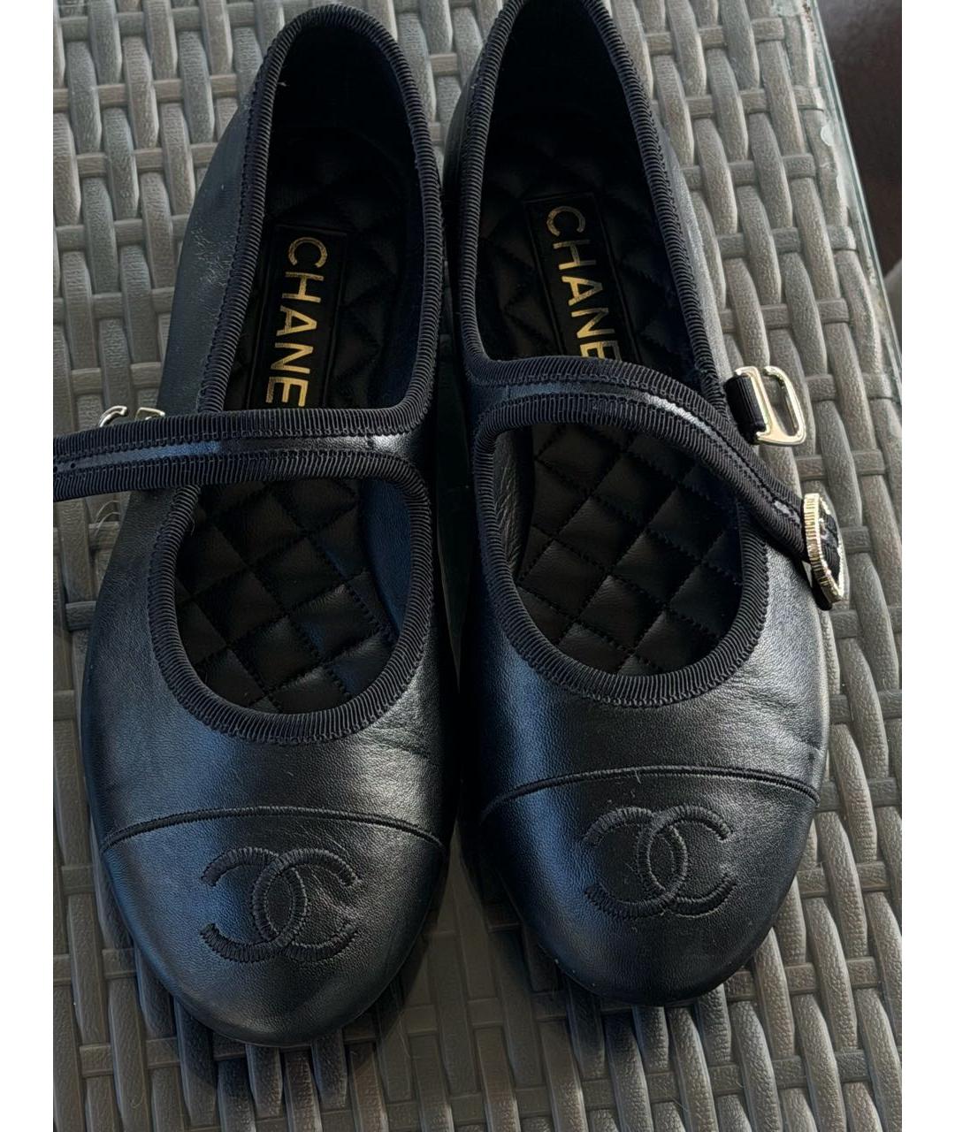 CHANEL Черные кожаные балетки, фото 5