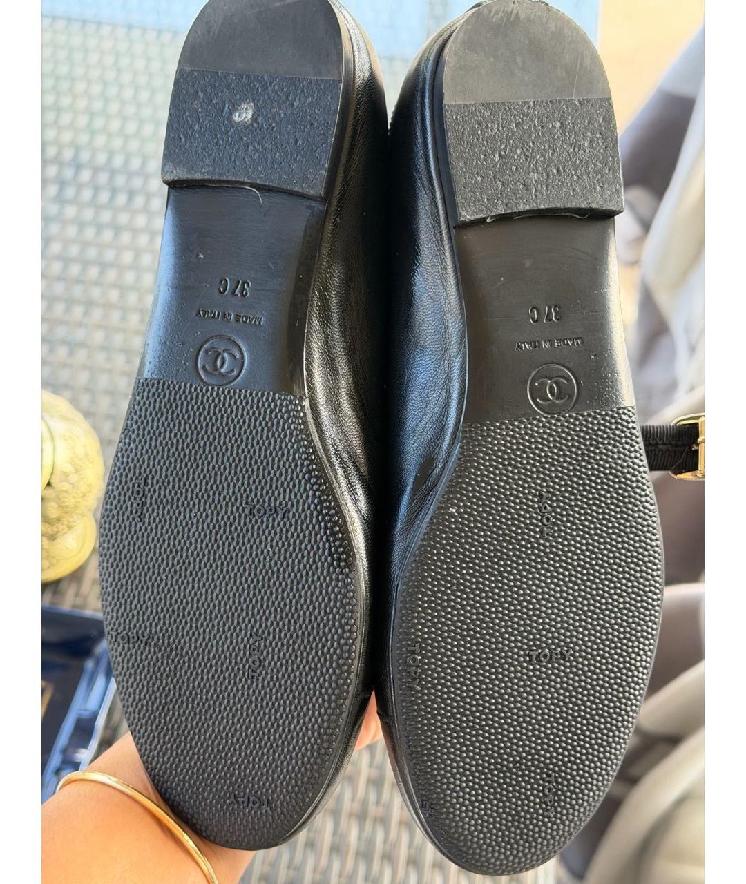 CHANEL Черные кожаные балетки, фото 4