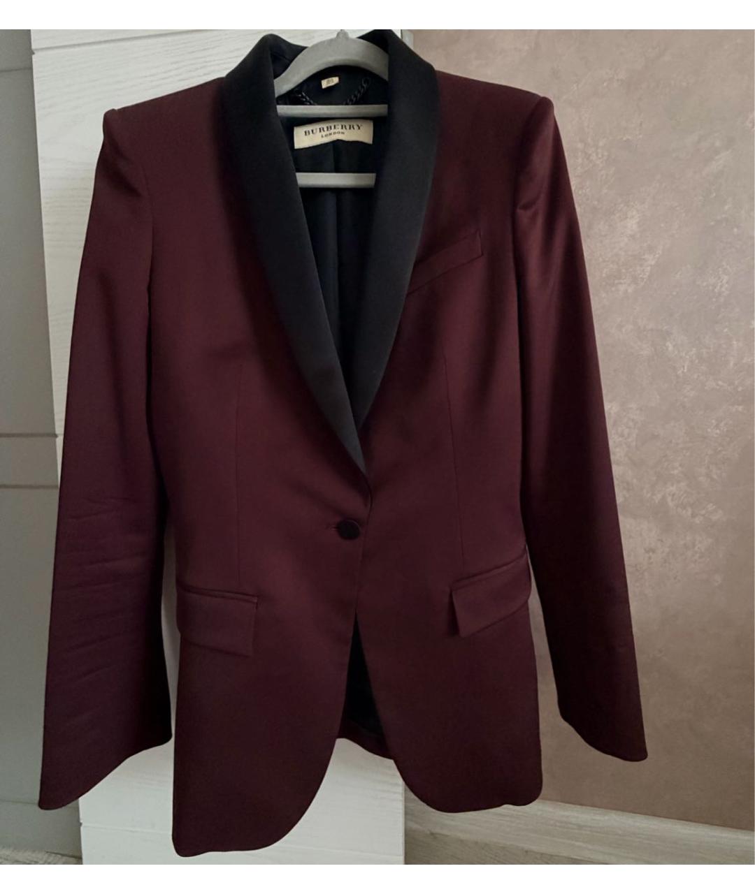 BURBERRY Бордовый шерстяной жакет/пиджак, фото 8