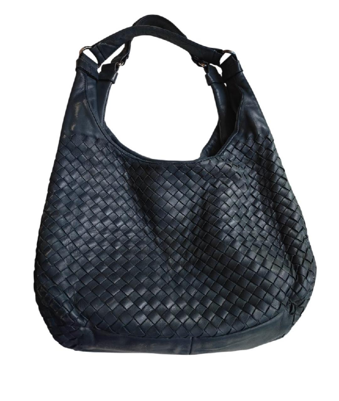 BOTTEGA VENETA Темно-синяя кожаная сумка через плечо, фото 3