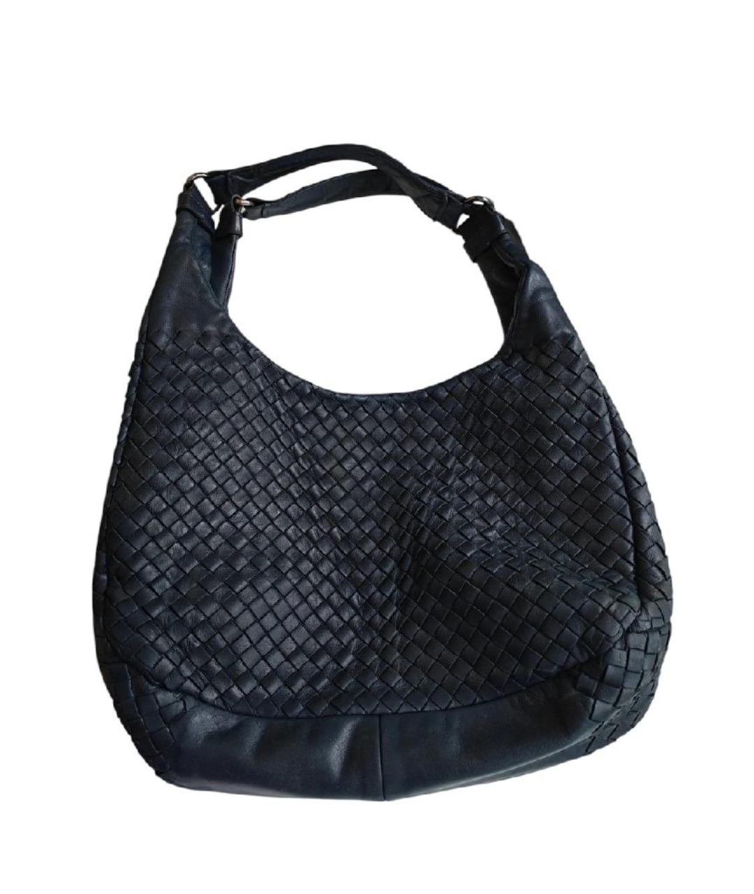 BOTTEGA VENETA Темно-синяя кожаная сумка через плечо, фото 1