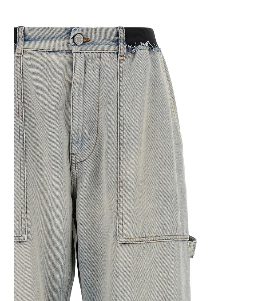 MM6 MAISON MARGIELA Голубые хлопковые прямые джинсы, фото 3