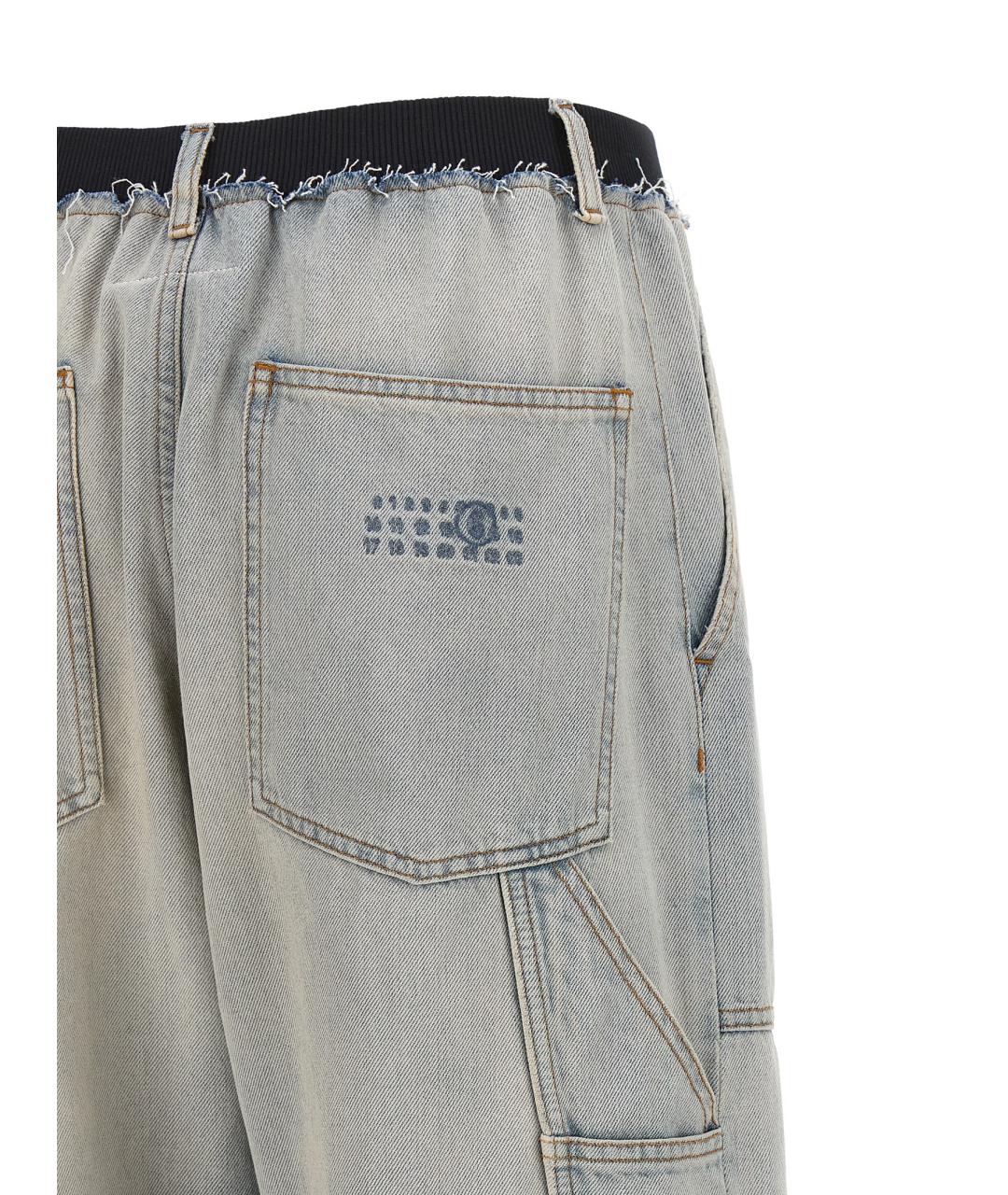 MM6 MAISON MARGIELA Голубые хлопковые прямые джинсы, фото 4
