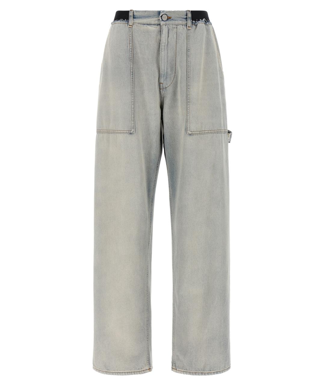 MM6 MAISON MARGIELA Голубые хлопковые прямые джинсы, фото 1