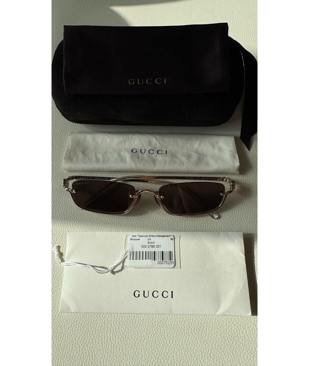 GUCCI Коричневые металлические солнцезащитные очки, фото 8