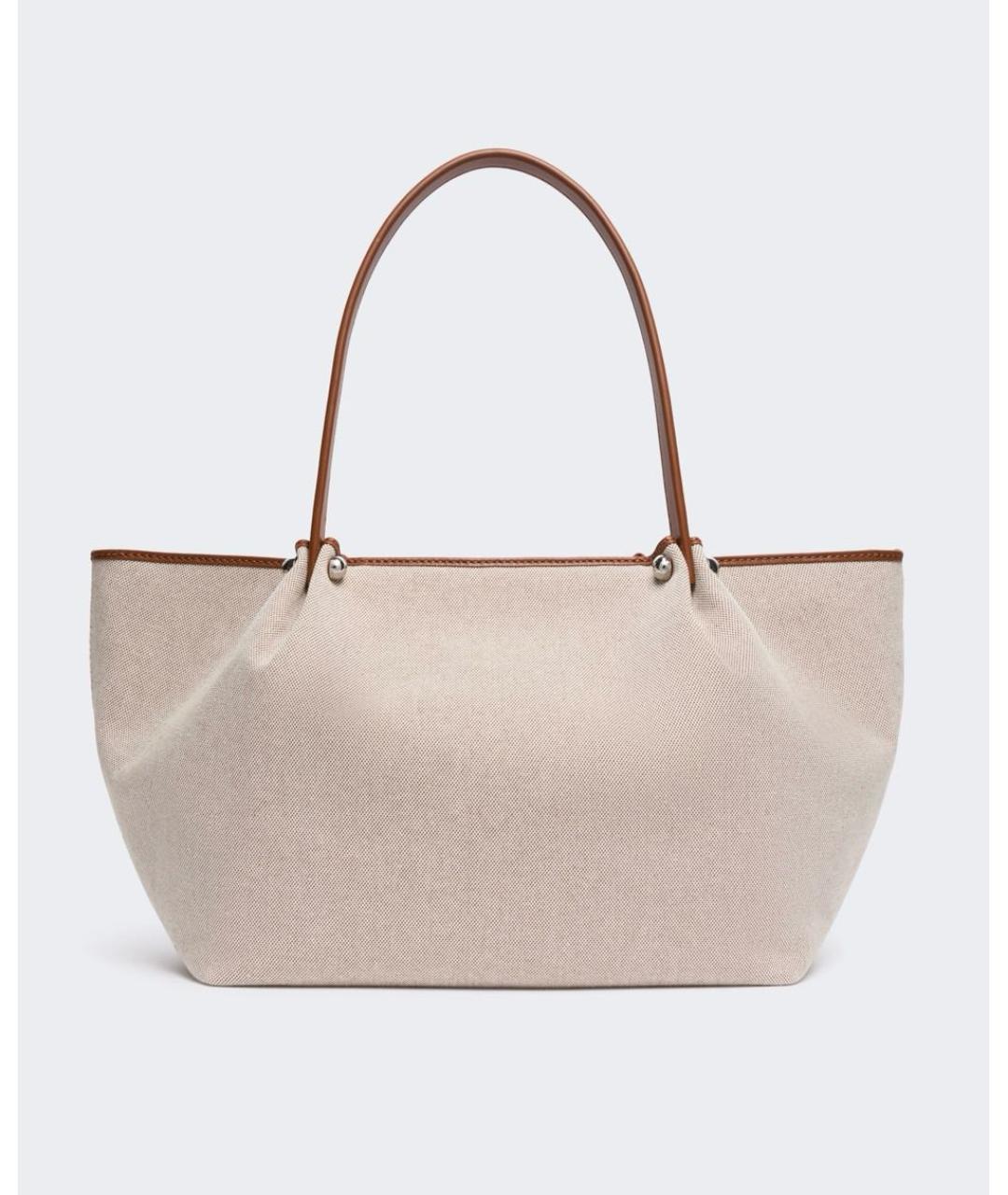 WEEKEND MAX MARA Бежевая тканевая сумка тоут, фото 2