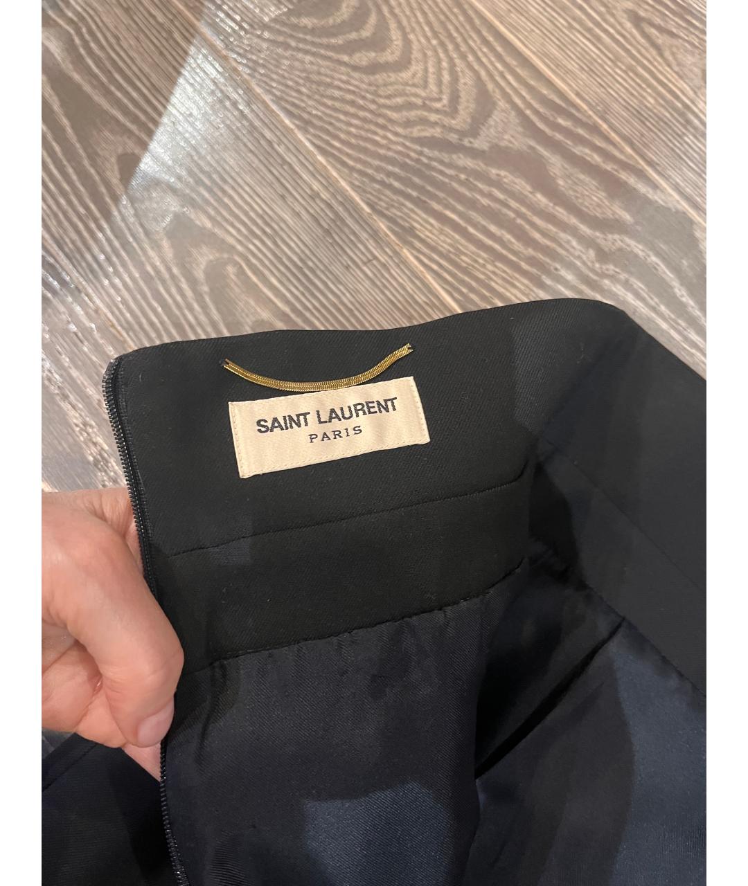 SAINT LAURENT Черная шерстяная юбка миди, фото 3