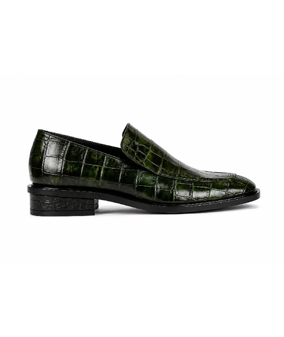 DRIES VAN NOTEN Зеленые кожаные лоферы, фото 10