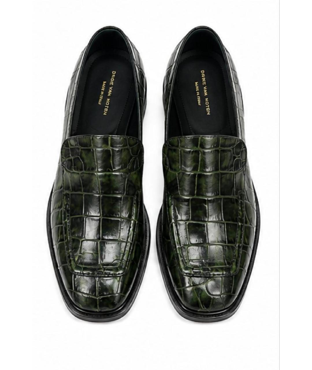 DRIES VAN NOTEN Зеленые кожаные лоферы, фото 2