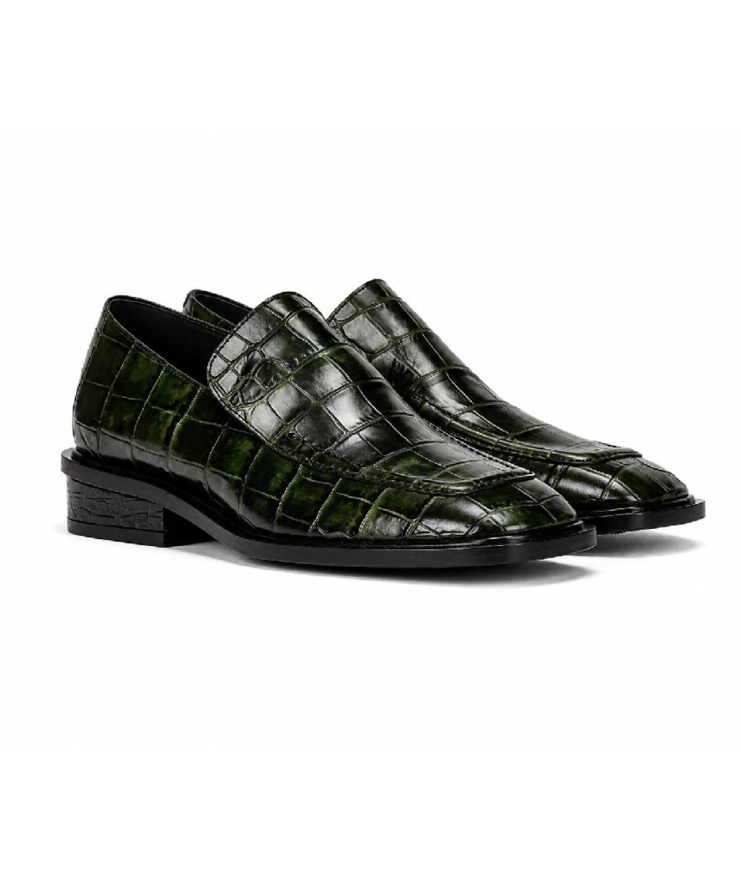 DRIES VAN NOTEN Зеленые кожаные лоферы, фото 3