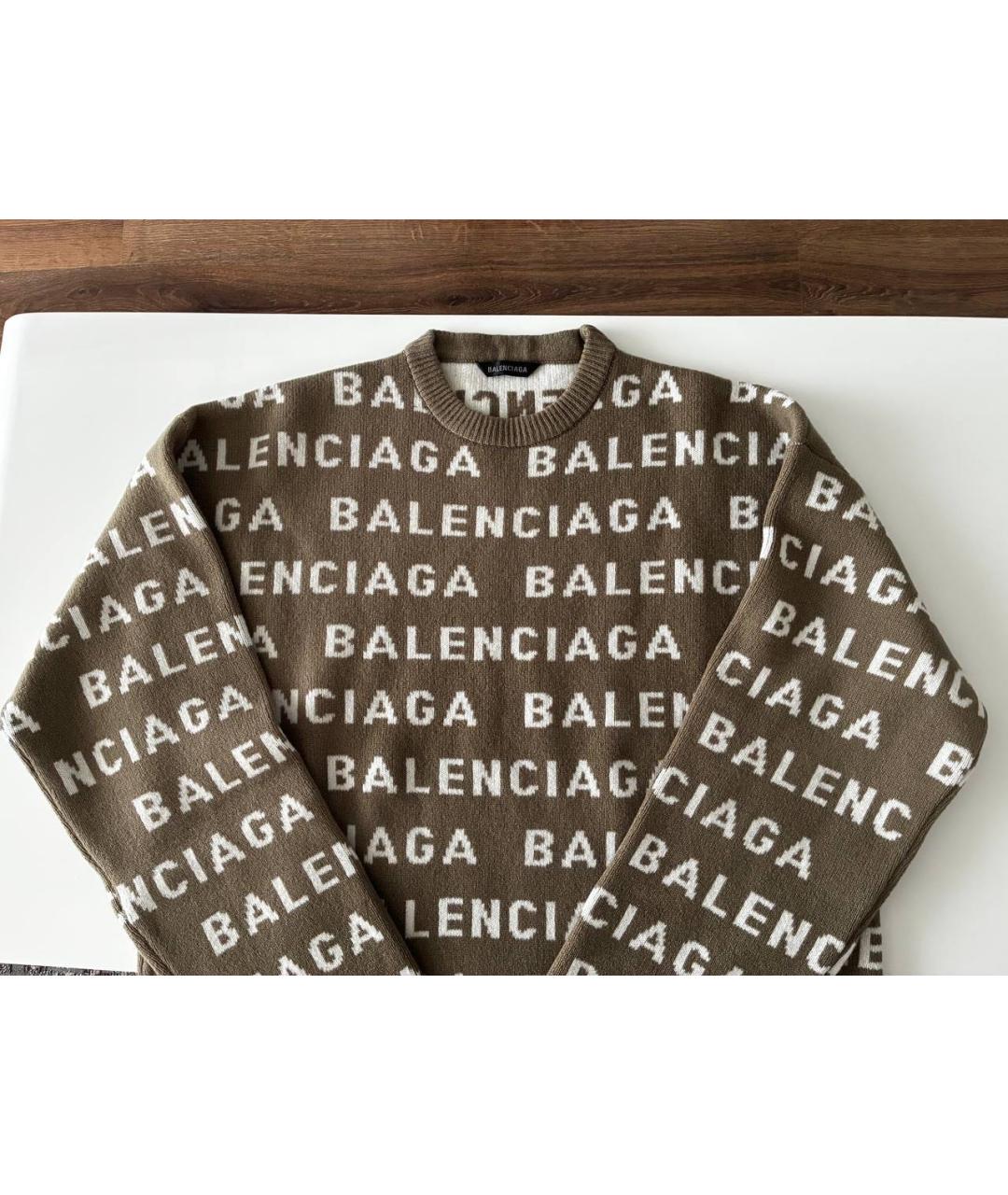 BALENCIAGA Коричневый шерстяной джемпер / свитер, фото 2