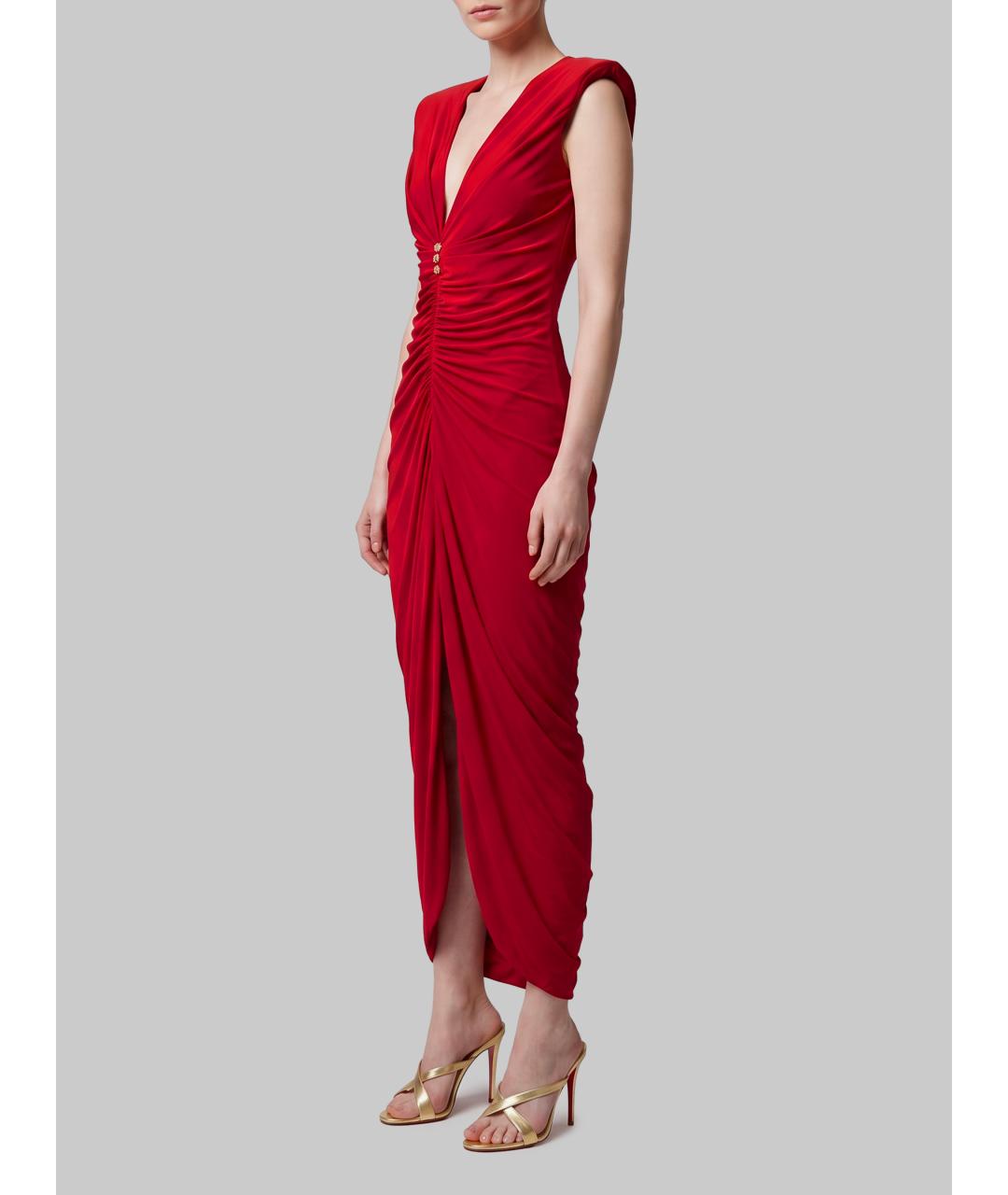 VERSACE Красное вискозное коктейльное платье, фото 2