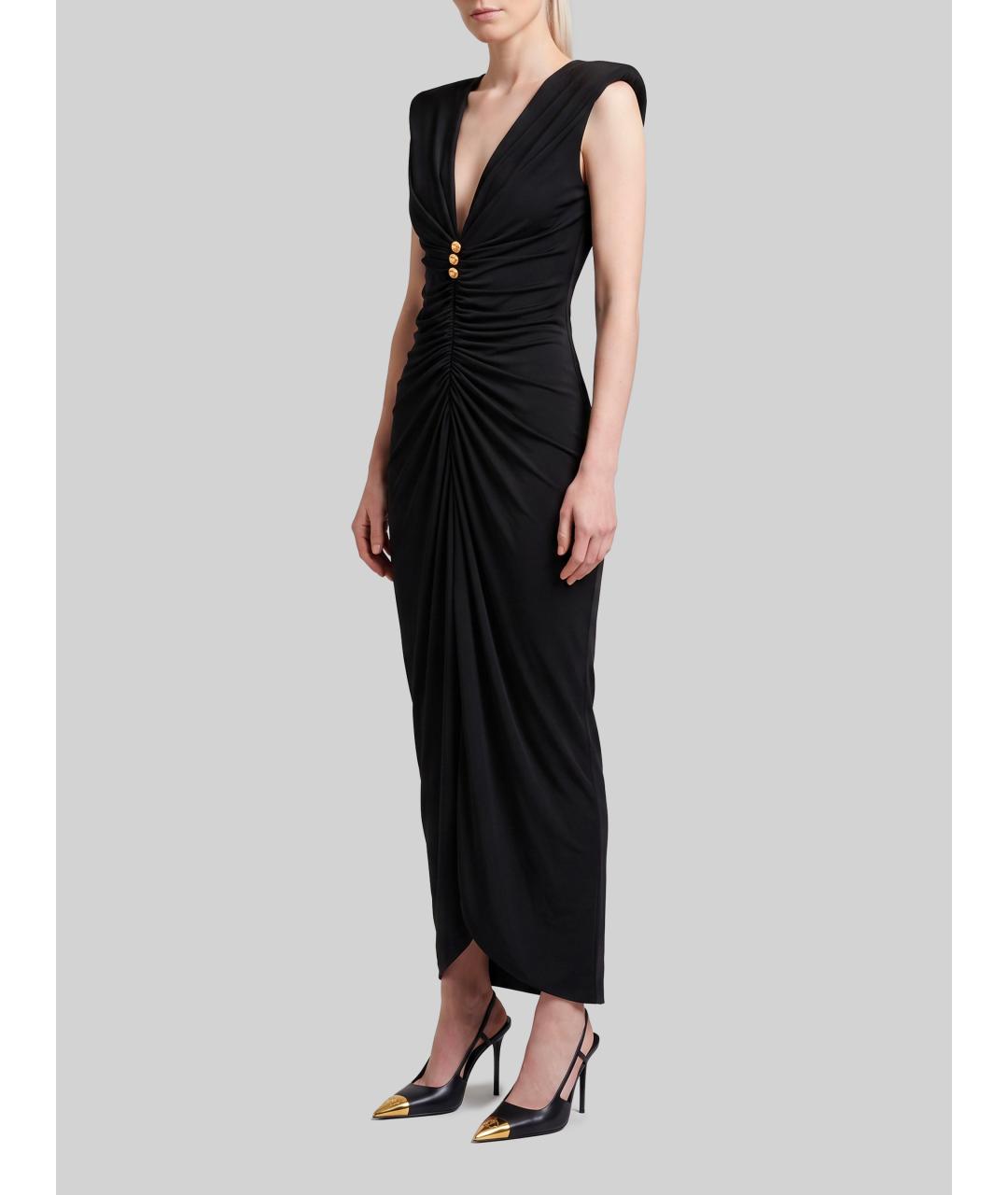 VERSACE Черное вискозное коктейльное платье, фото 2