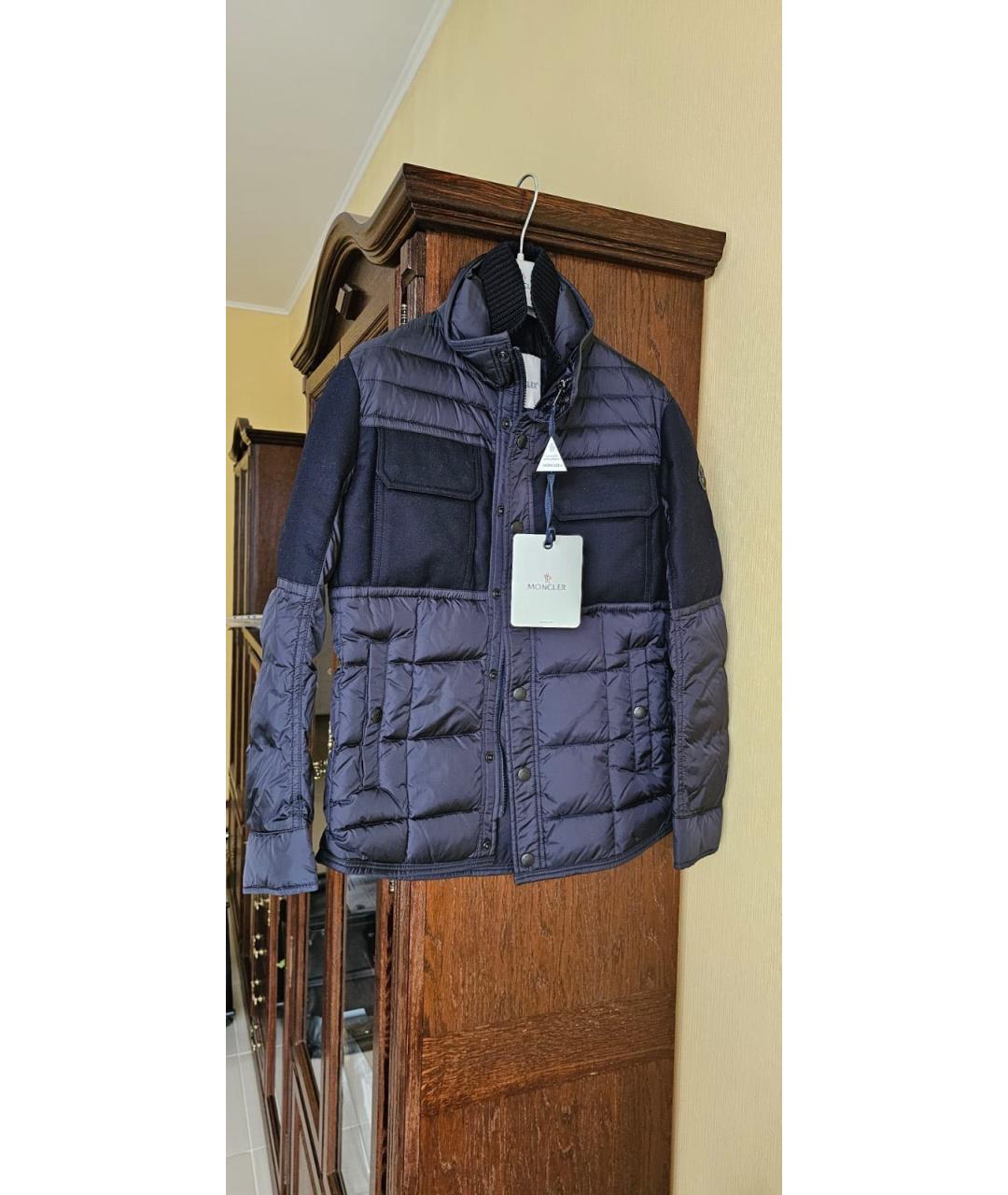 MONCLER Темно-синяя полиамидовая куртка, фото 5