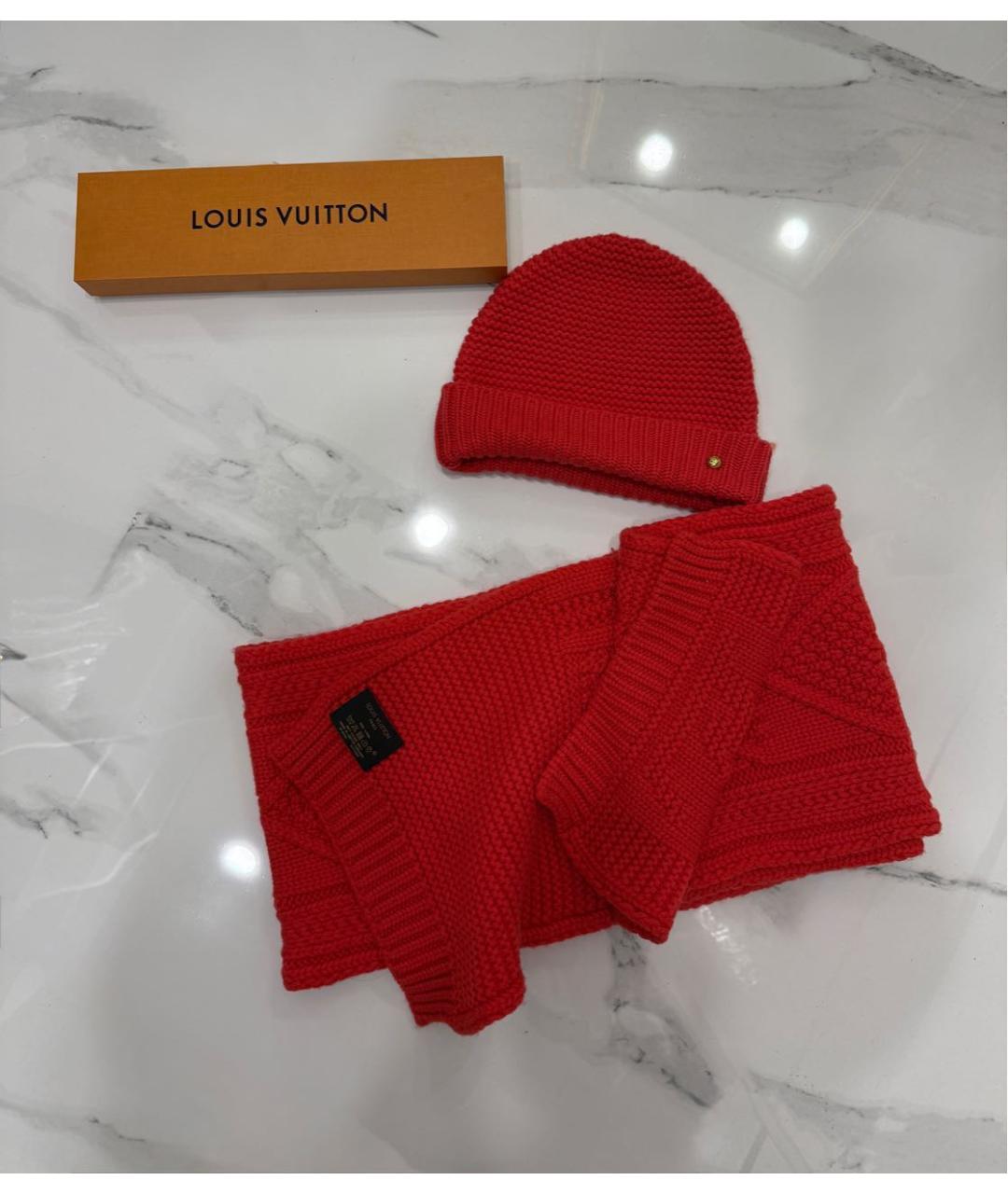 LOUIS VUITTON Красный шерстяной шарф, фото 7