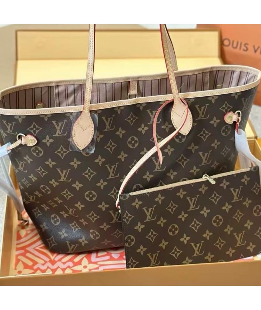 LOUIS VUITTON Коричневая сумка тоут из канвы, фото 3