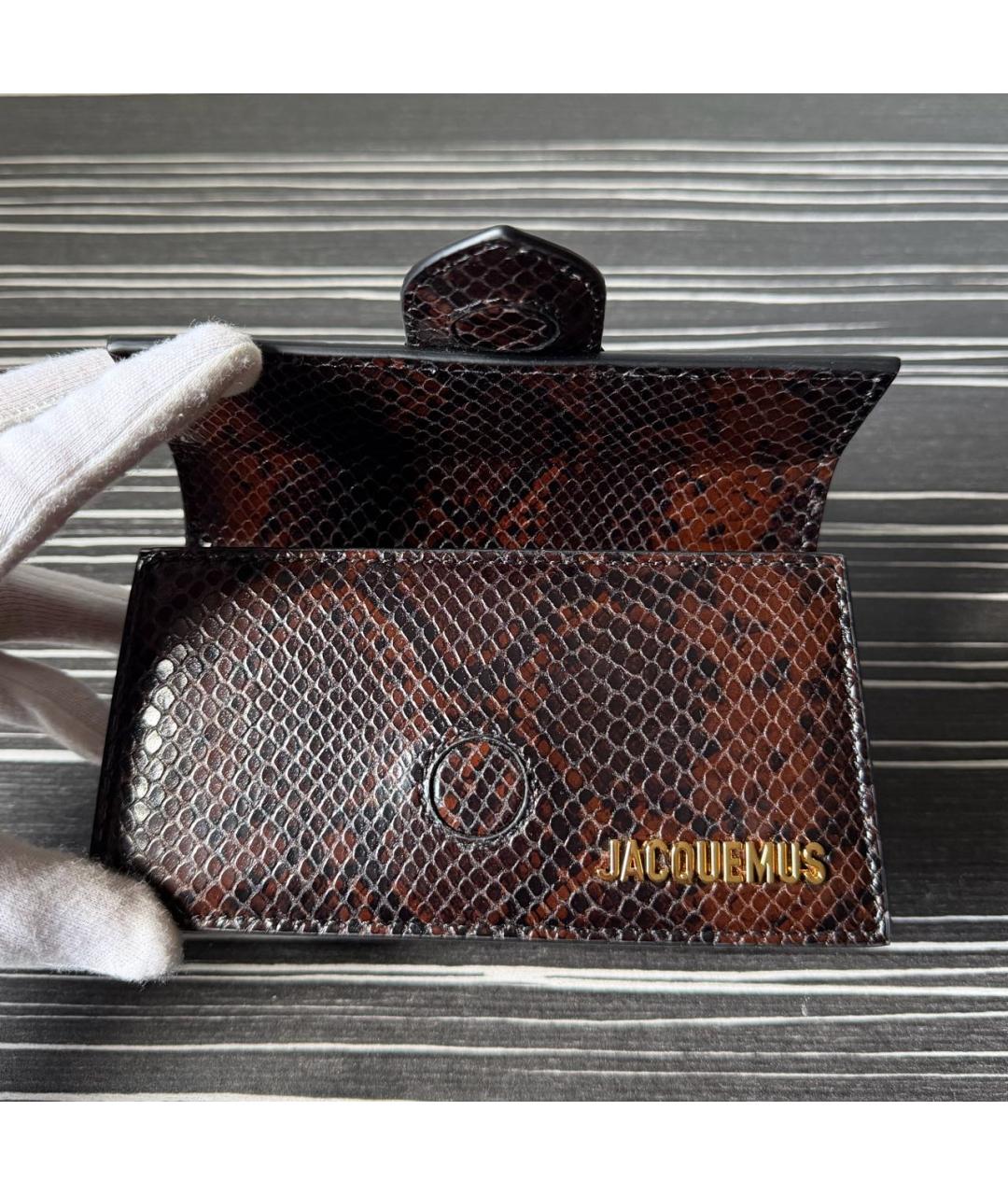 JACQUEMUS Коричневая кожаная сумка с короткими ручками, фото 4