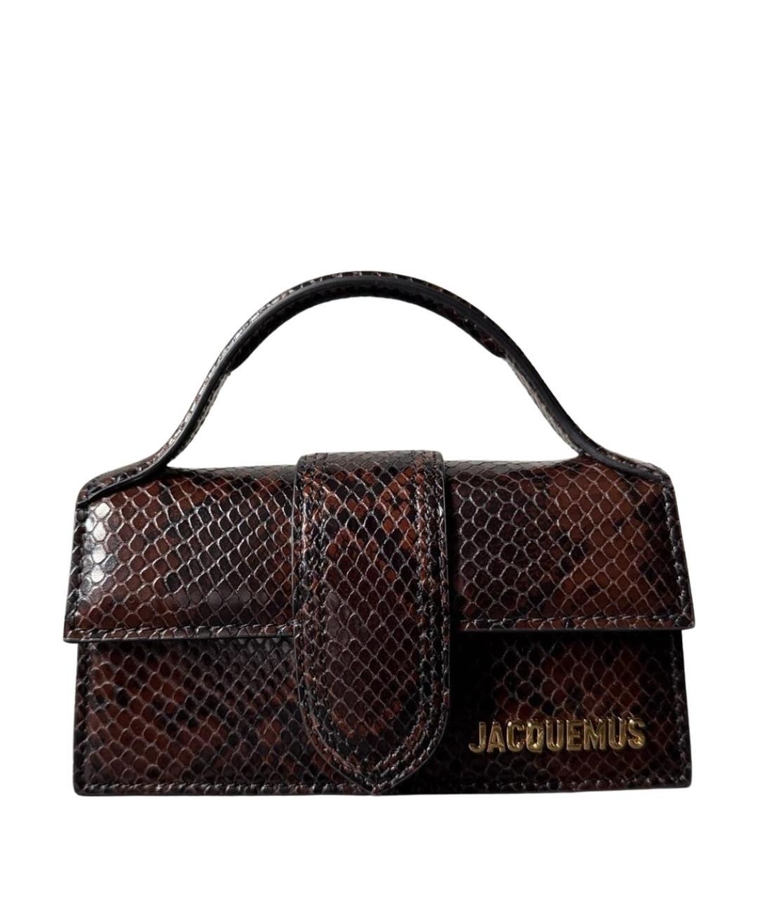 JACQUEMUS Коричневая кожаная сумка с короткими ручками, фото 1