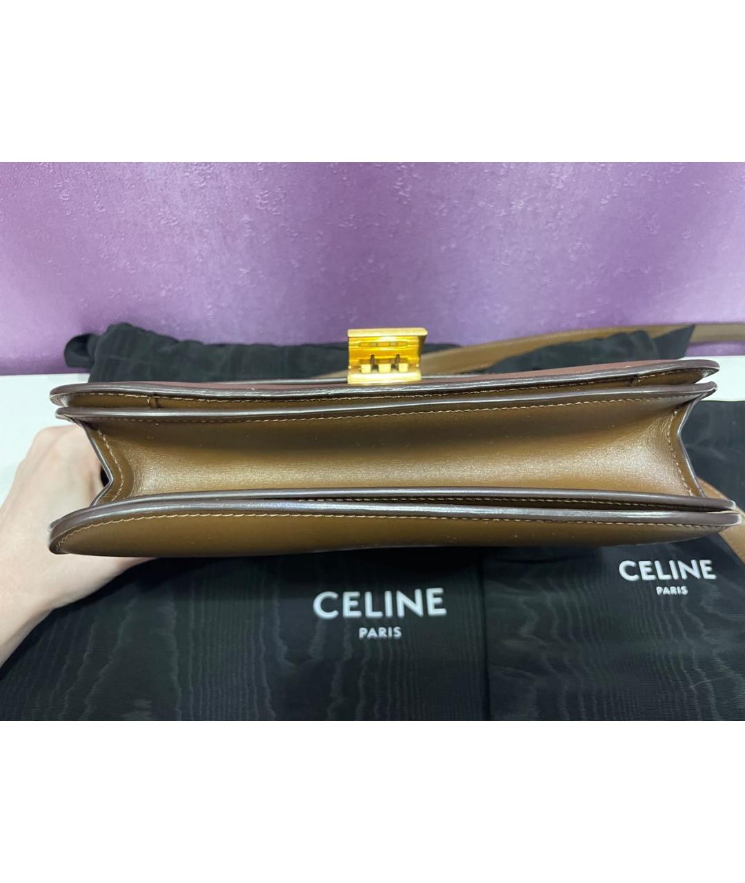 CELINE Коричневая кожаная сумка через плечо, фото 4