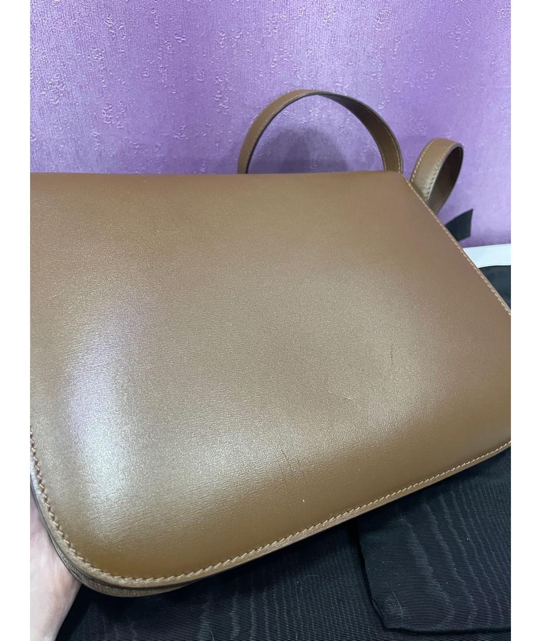 CELINE Коричневая кожаная сумка через плечо, фото 3