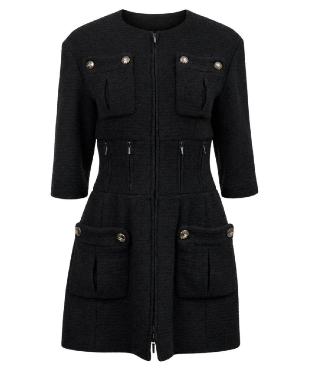CHANEL Черное шерстяное пальто, фото 1