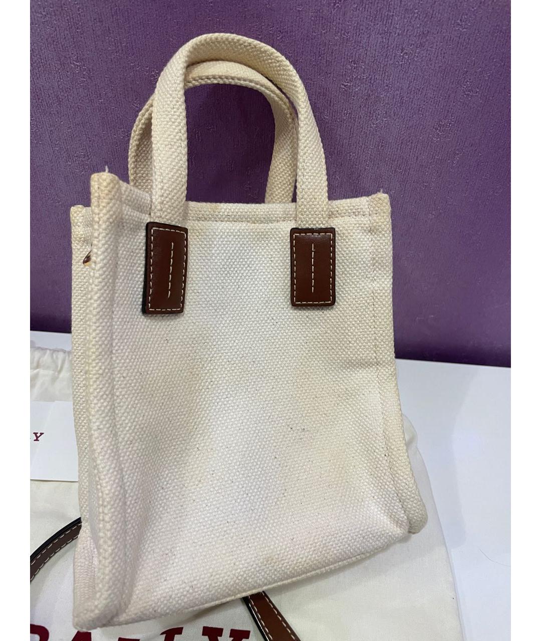BALLY Бежевая сумка через плечо из канвы, фото 4