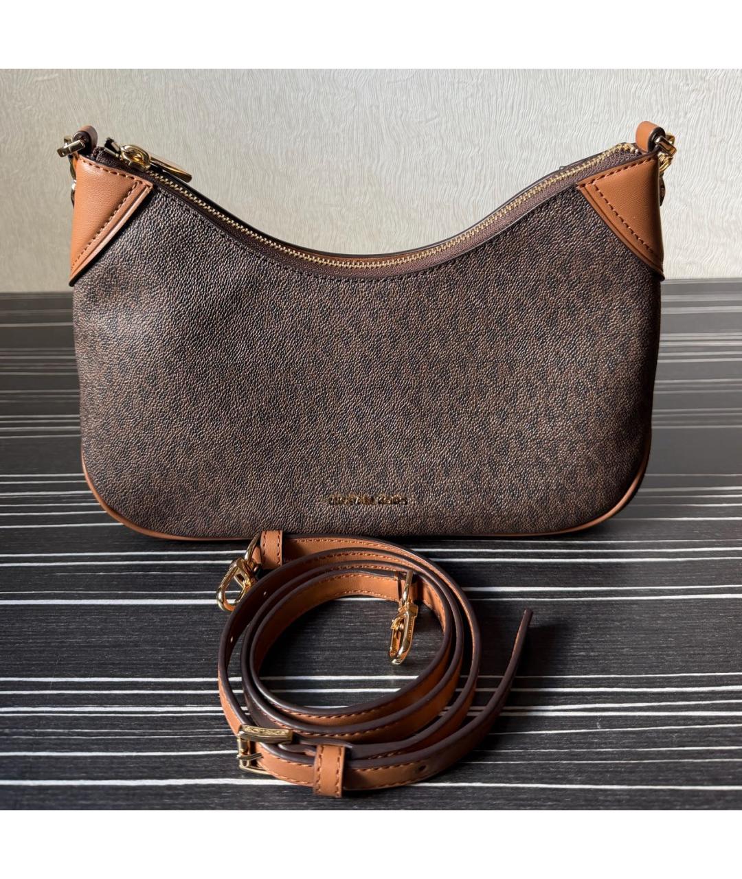 MICHAEL KORS Коричневая сумка с короткими ручками из канвы, фото 5