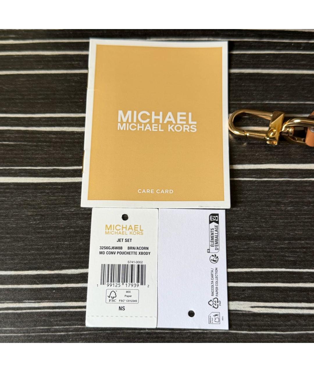 MICHAEL KORS Коричневая сумка с короткими ручками из канвы, фото 7