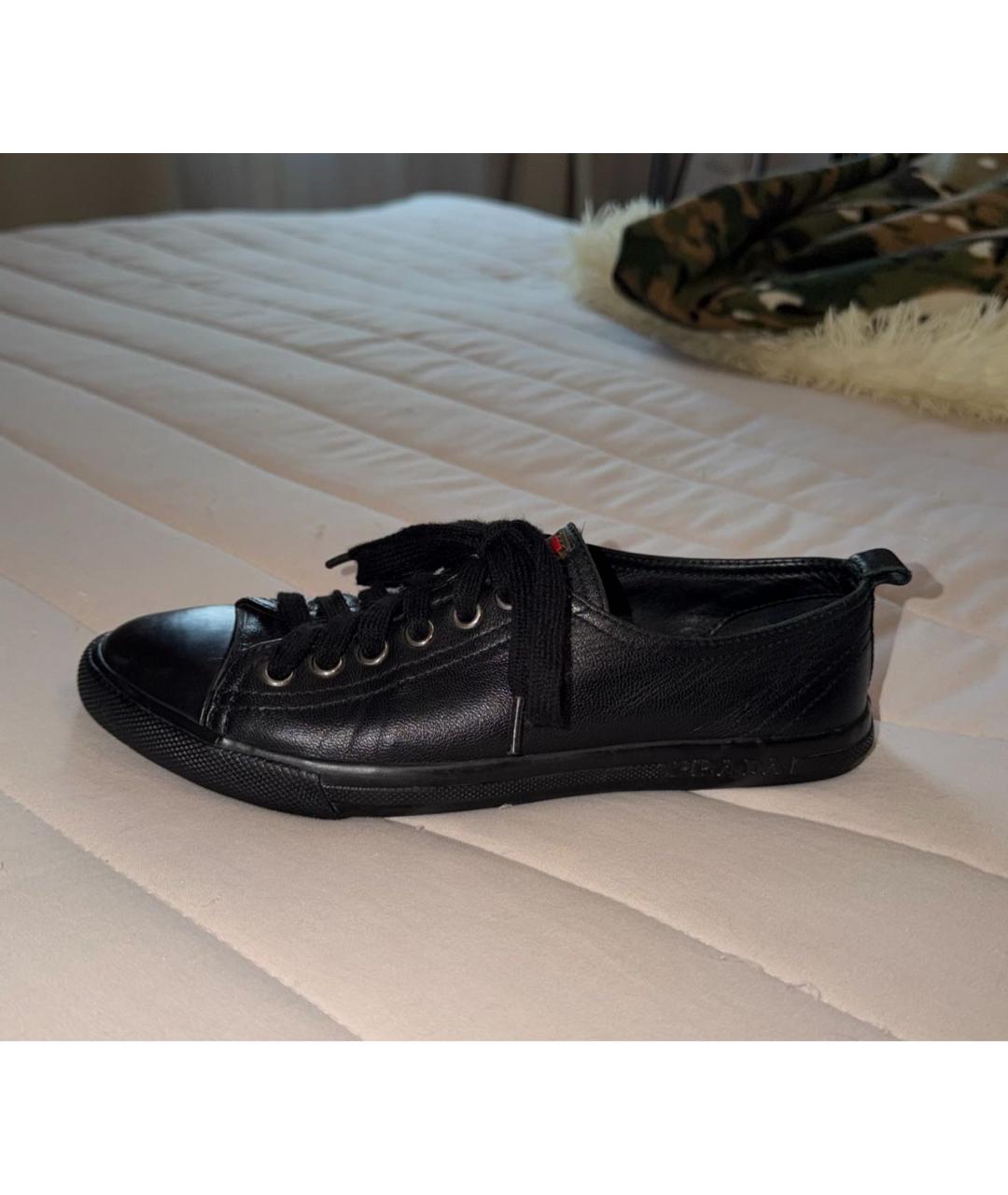 PRADA Черные кожаные кеды, фото 5
