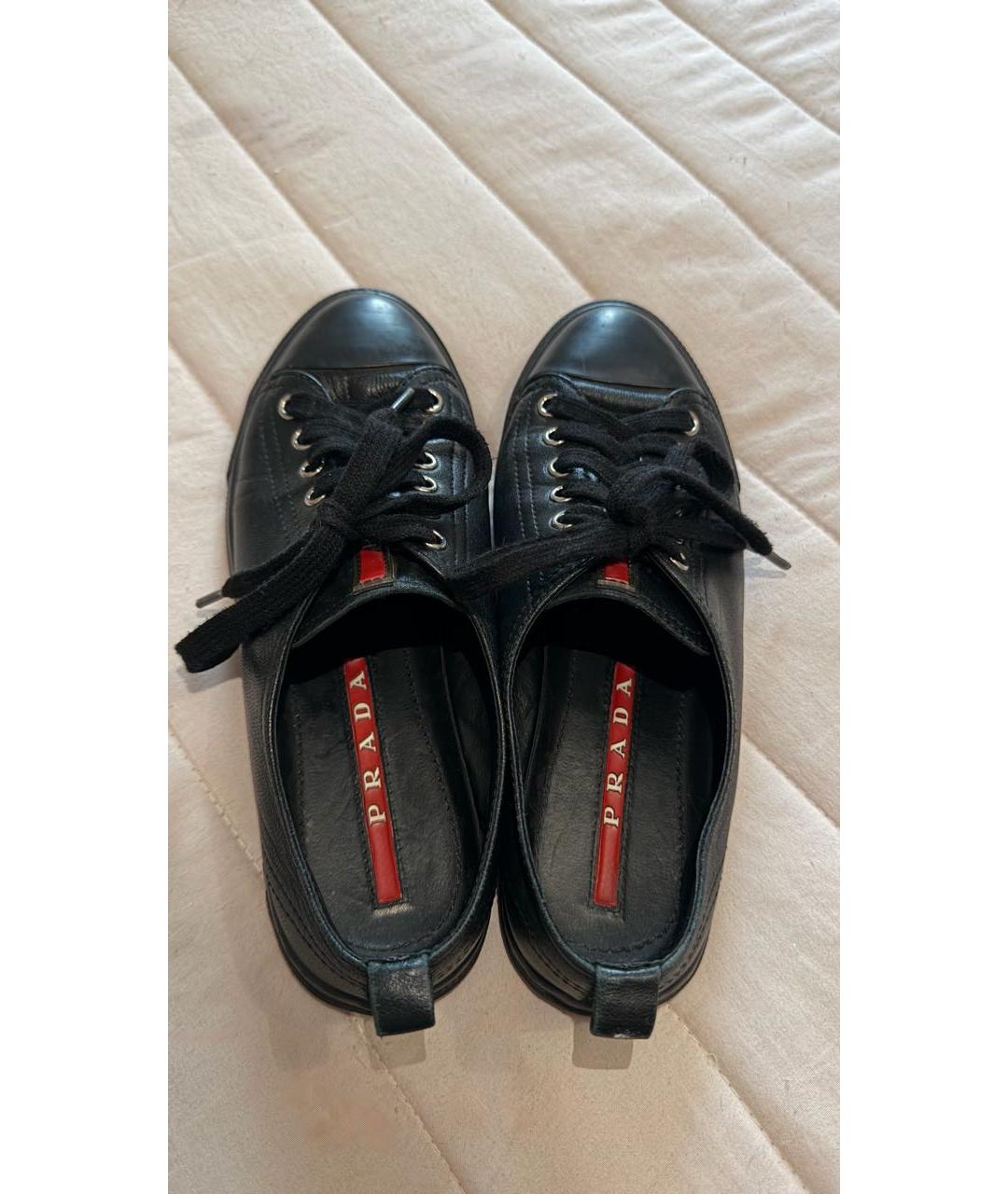 PRADA Черные кожаные кеды, фото 3