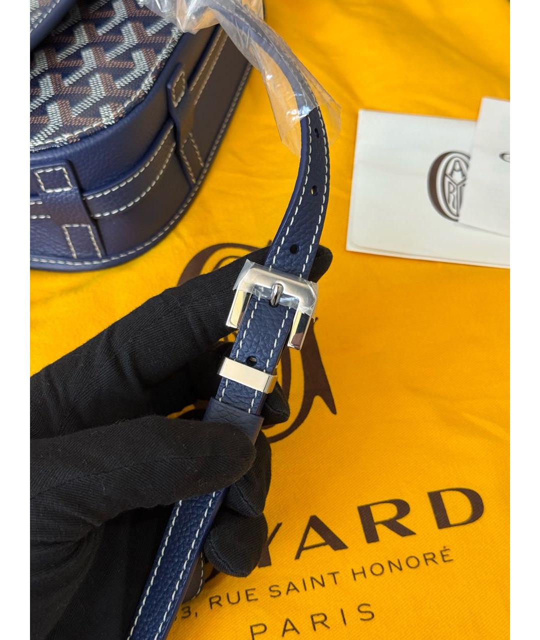 GOYARD Темно-синяя сумка на плечо из канвы, фото 6