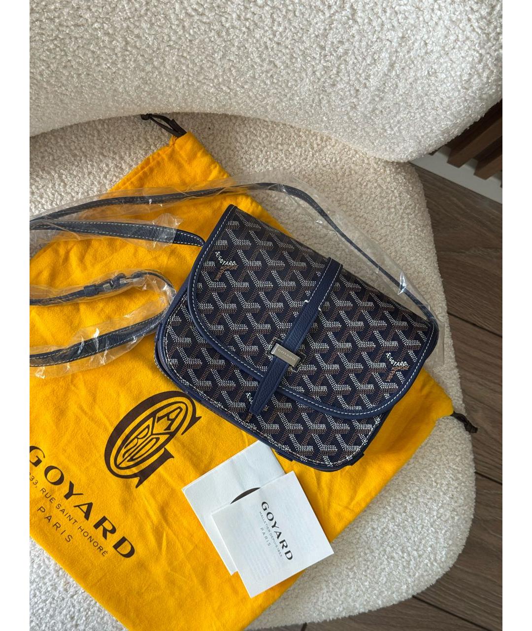 GOYARD Темно-синяя сумка на плечо из канвы, фото 7