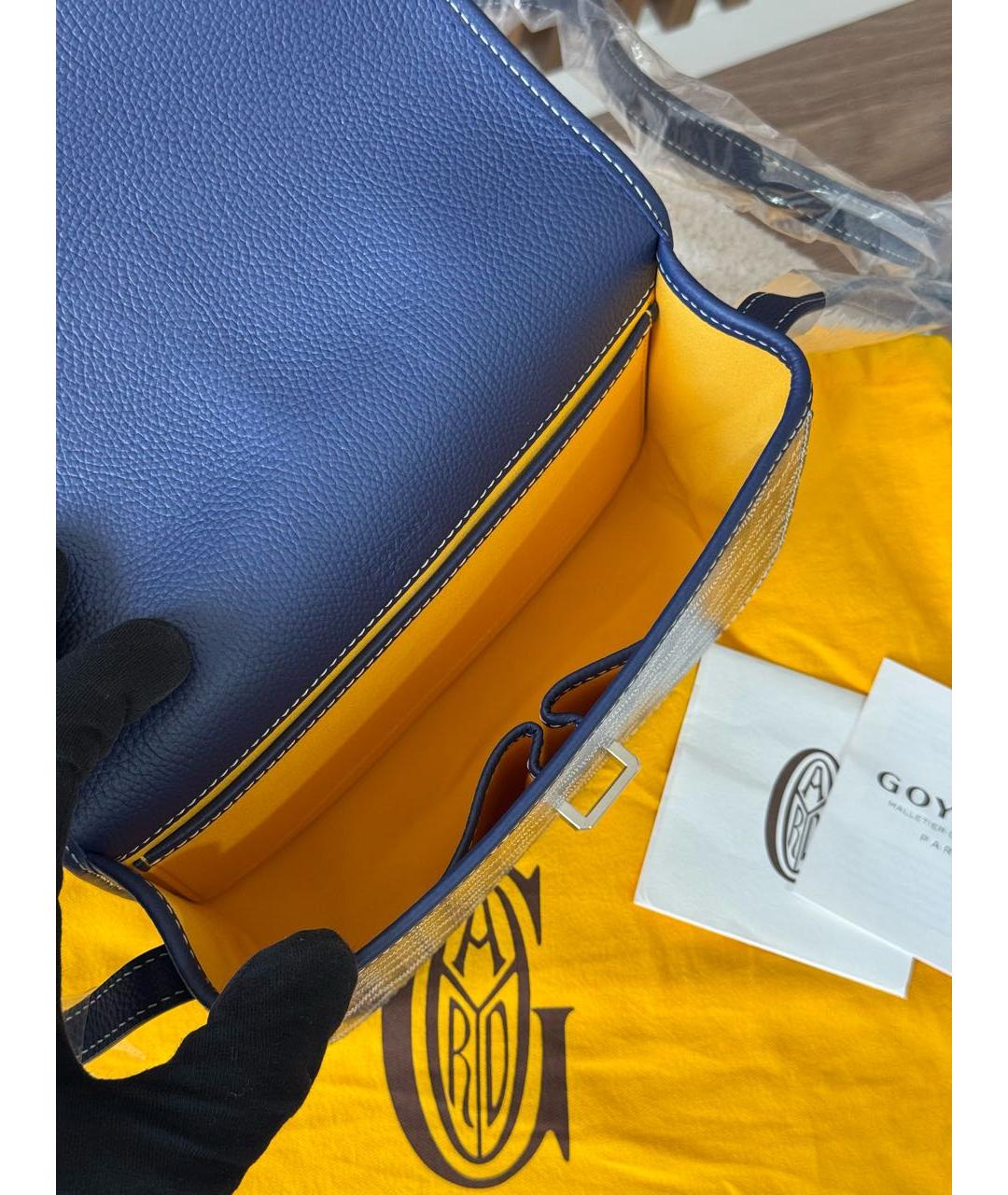 GOYARD Темно-синяя сумка на плечо из канвы, фото 5