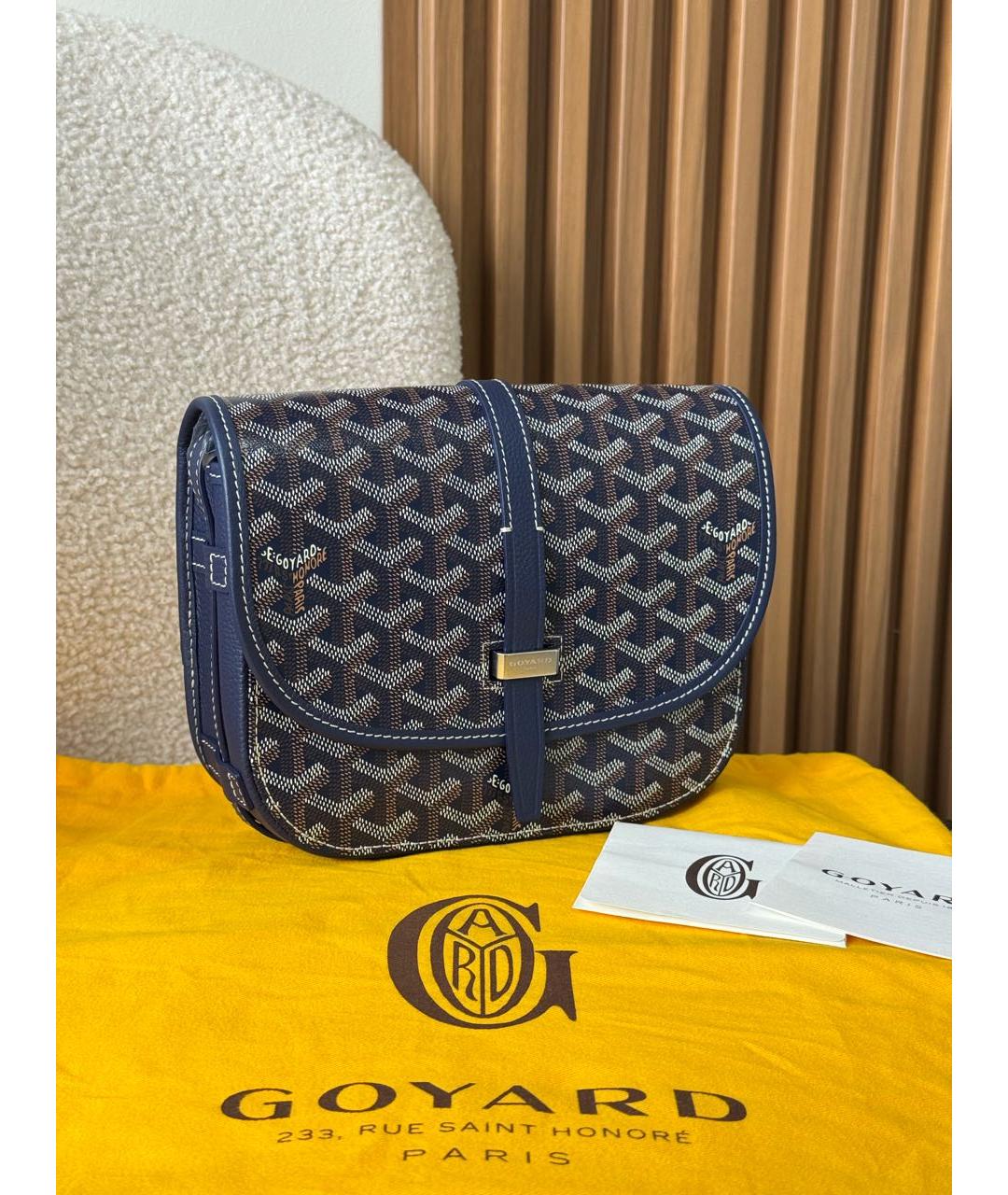 GOYARD Темно-синяя сумка на плечо из канвы, фото 2