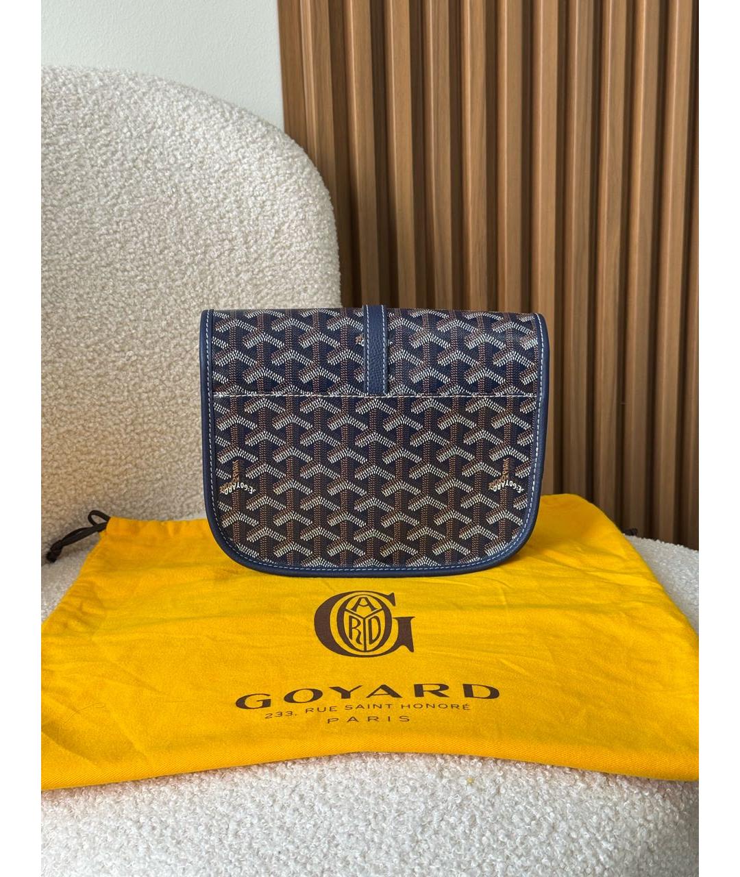 GOYARD Темно-синяя сумка на плечо из канвы, фото 3