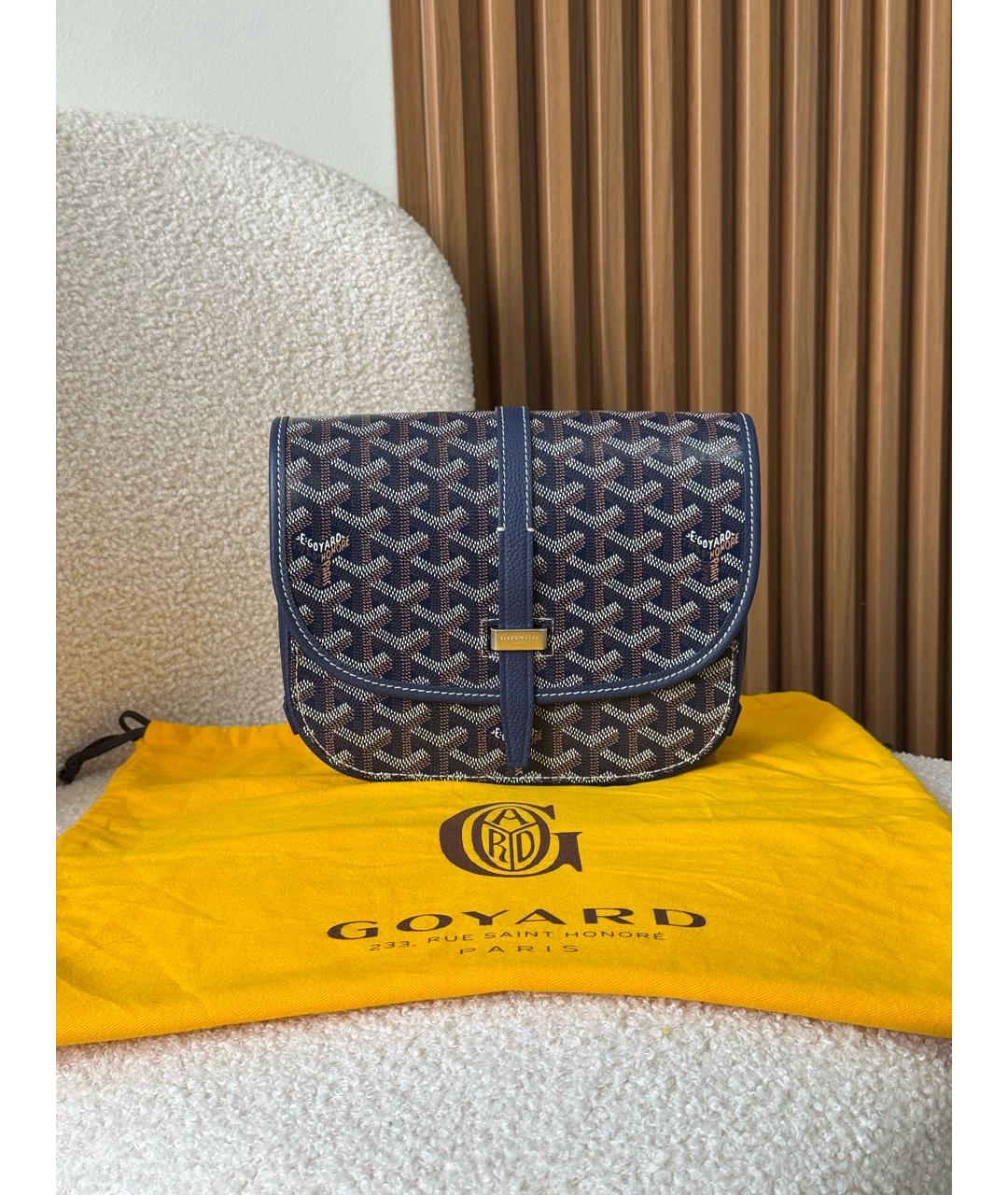 GOYARD Темно-синяя сумка на плечо из канвы, фото 8