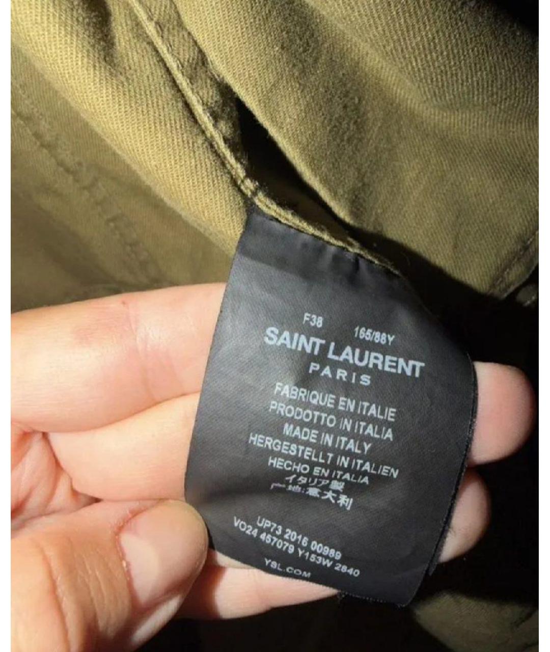 SAINT LAURENT Хаки хлопковая куртка, фото 5