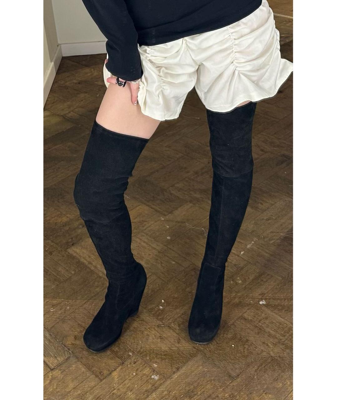 RICK OWENS Черные замшевые ботфорты, фото 6