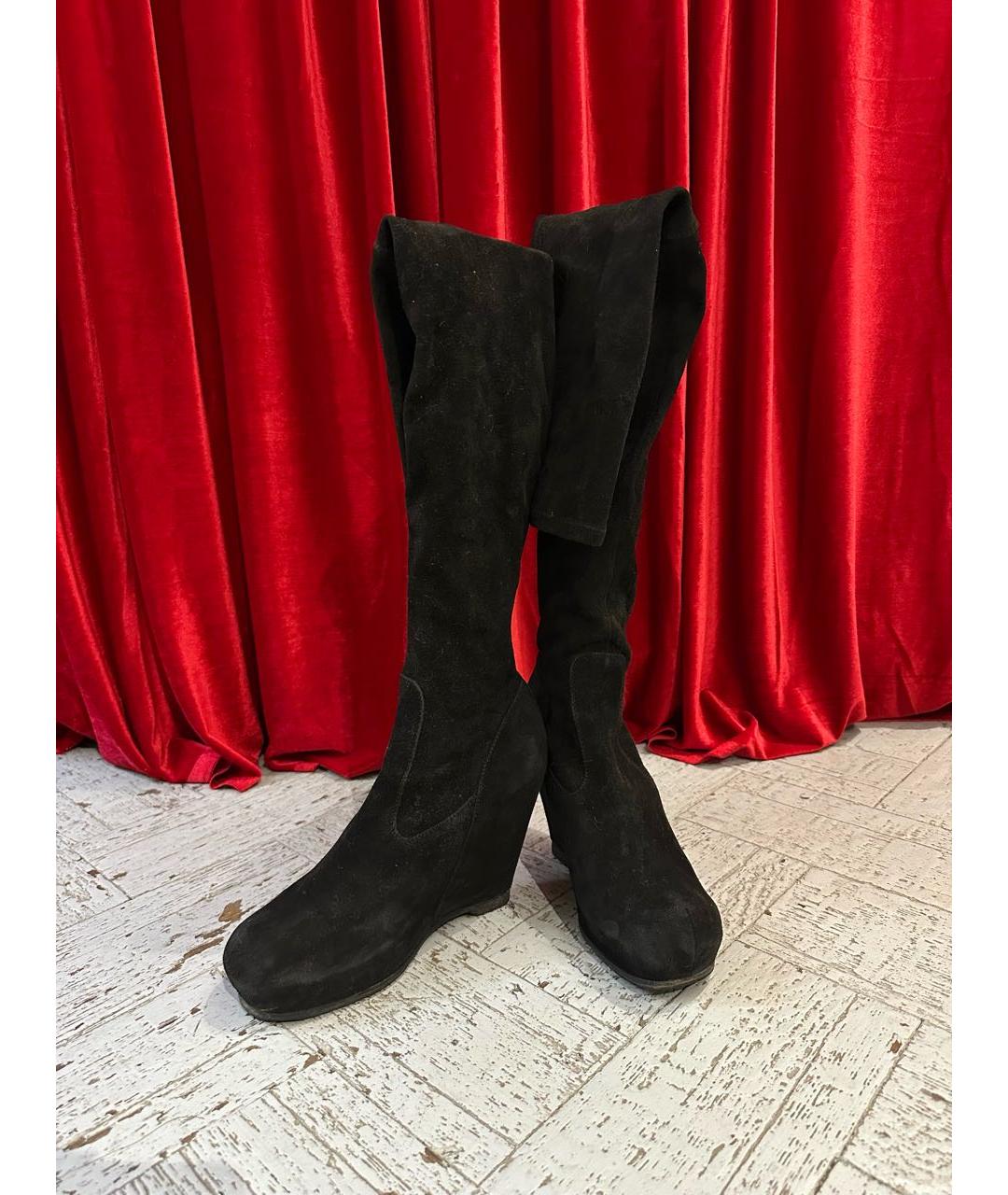 RICK OWENS Черные замшевые ботфорты, фото 2