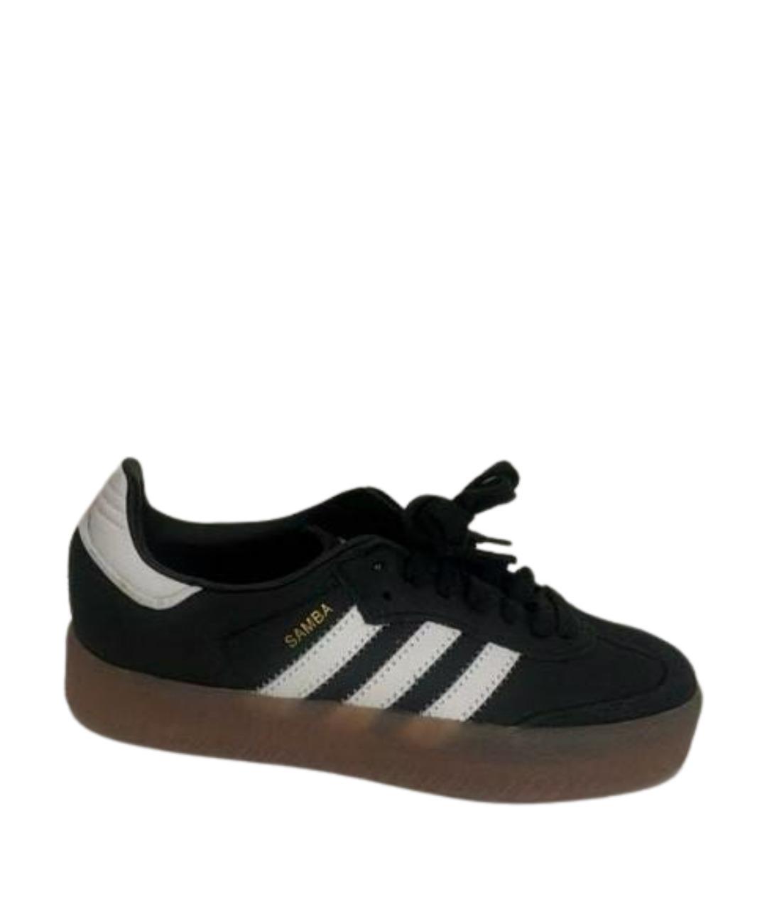 ADIDAS Черные кожаные кроссовки, фото 1