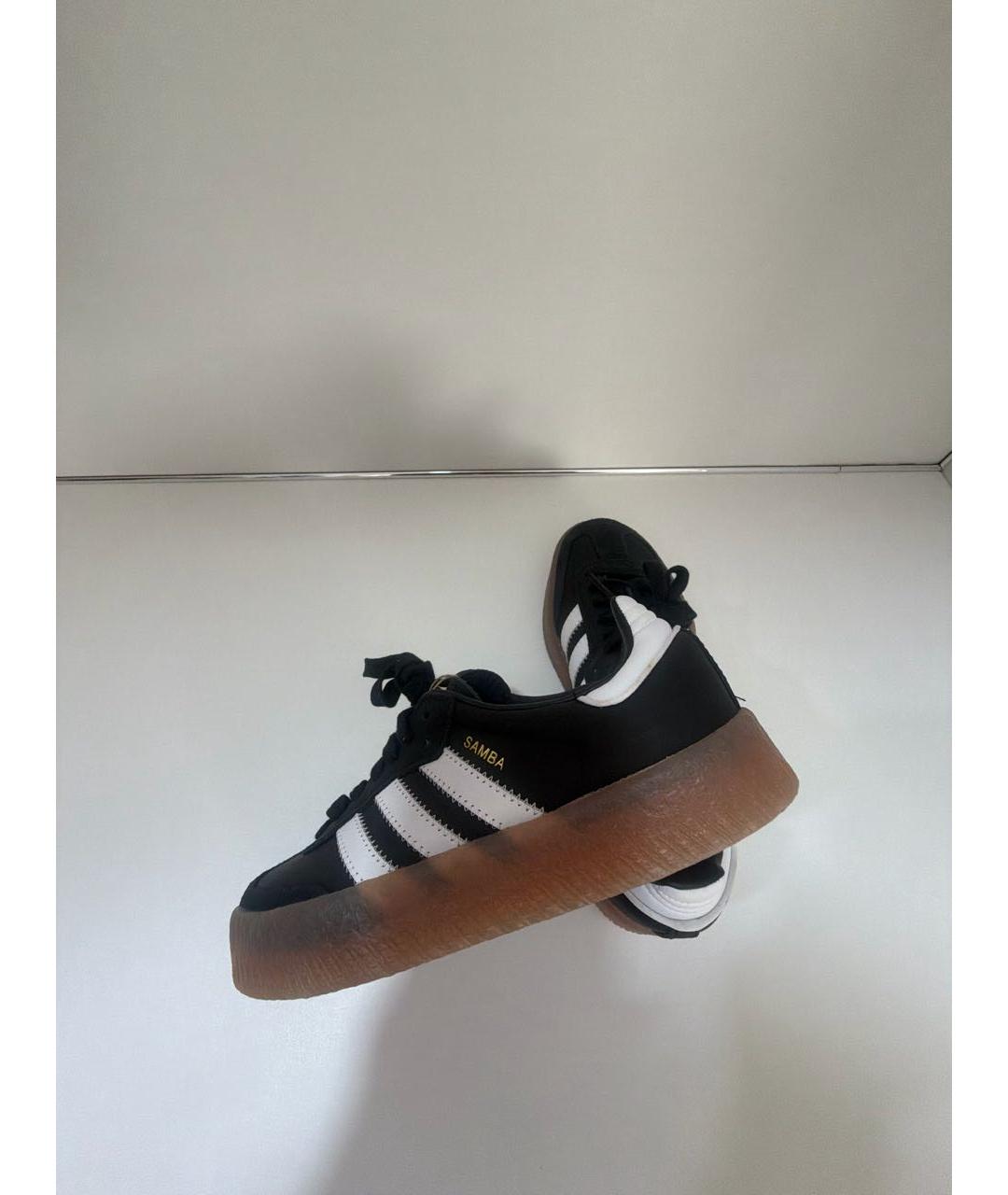 ADIDAS Черные кожаные кроссовки, фото 5