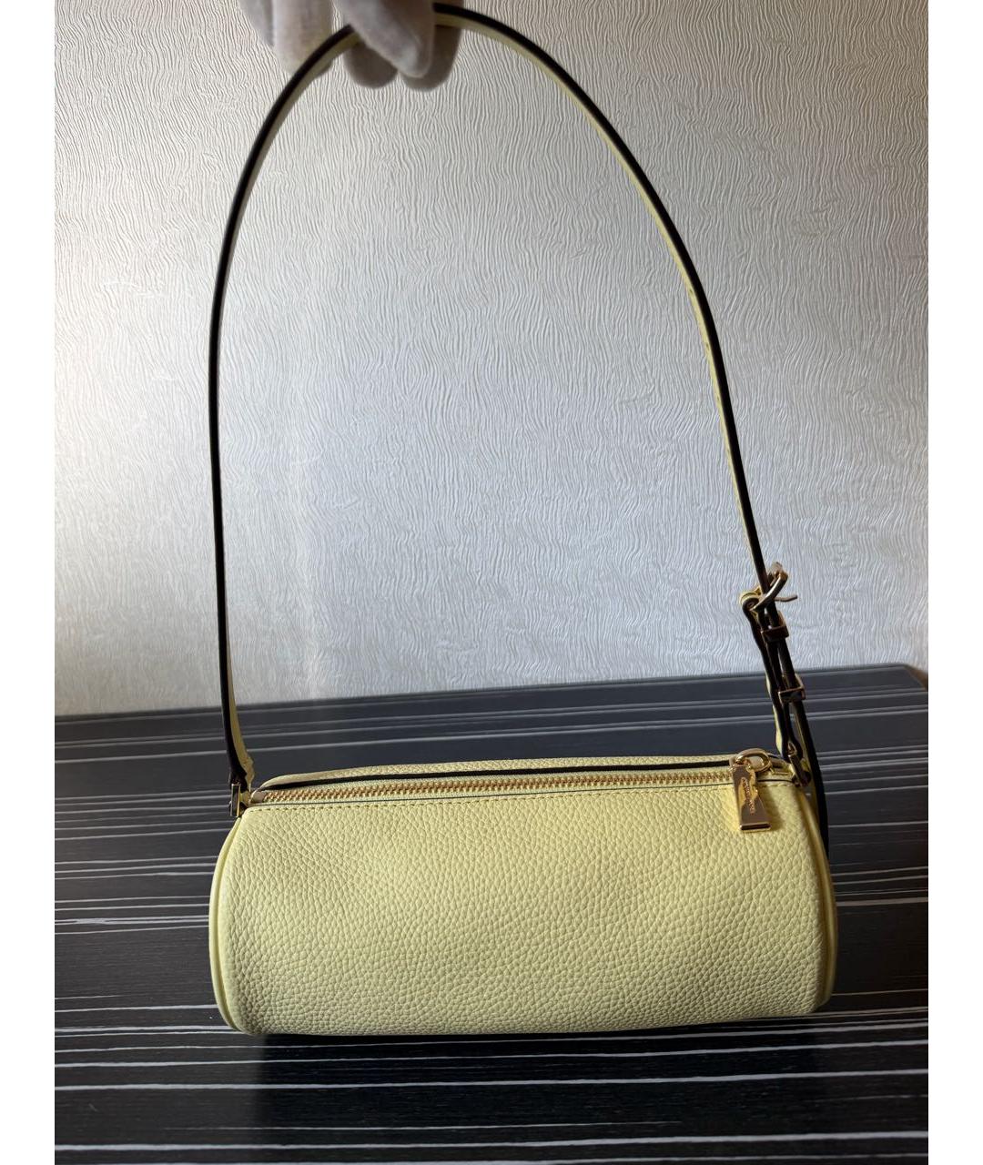 MICHAEL KORS Желтая кожаная сумка с короткими ручками, фото 3