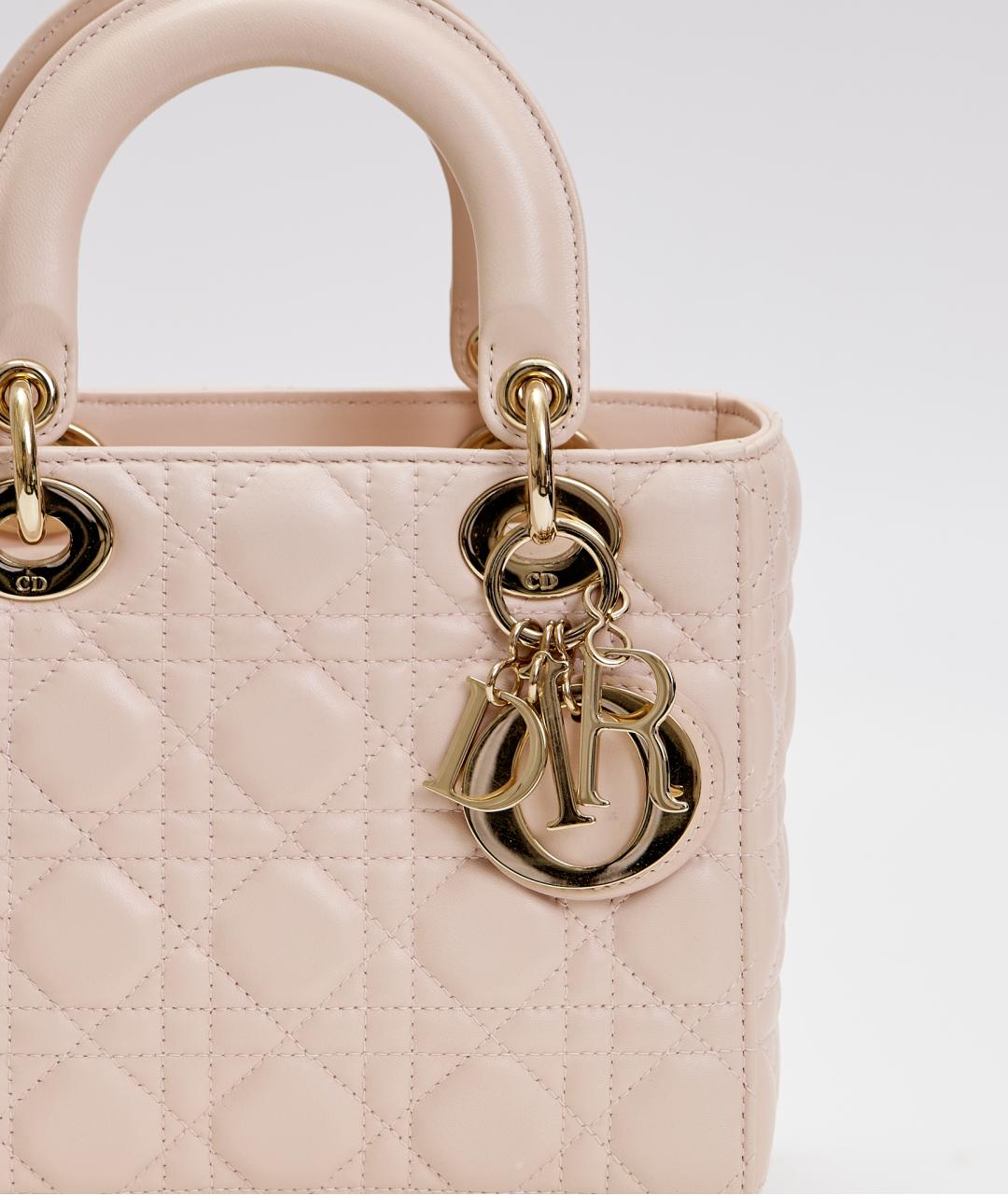 CHRISTIAN DIOR Розовая кожаная сумка с короткими ручками, фото 5