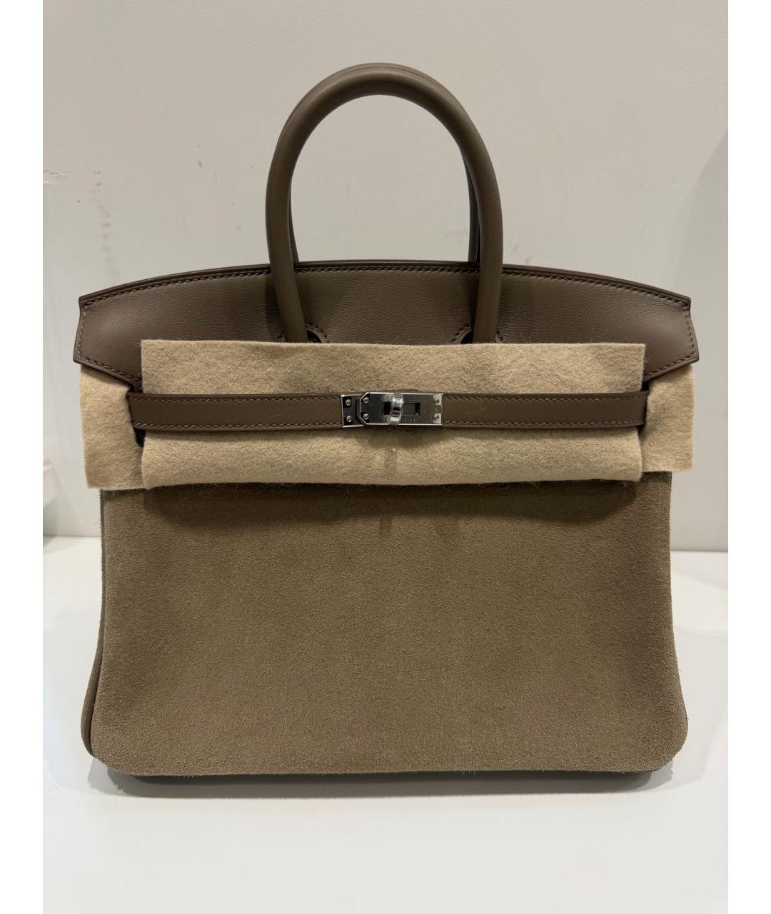 HERMES Коричневая сумка с короткими ручками из экзотической кожи, фото 5
