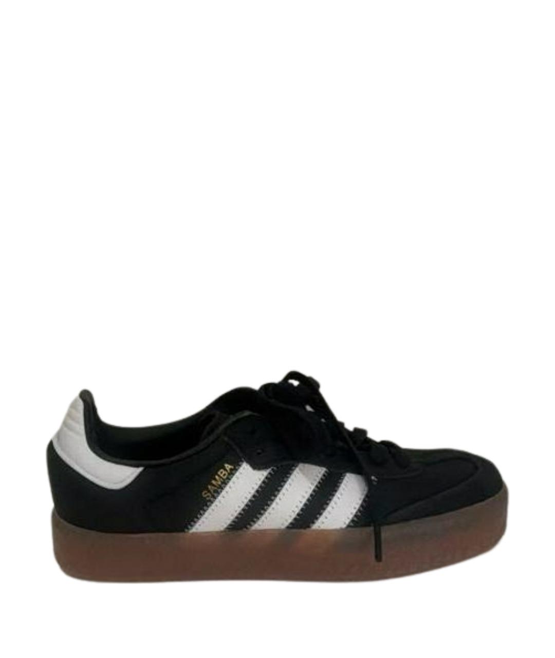 ADIDAS Черные кожаные кроссовки, фото 1