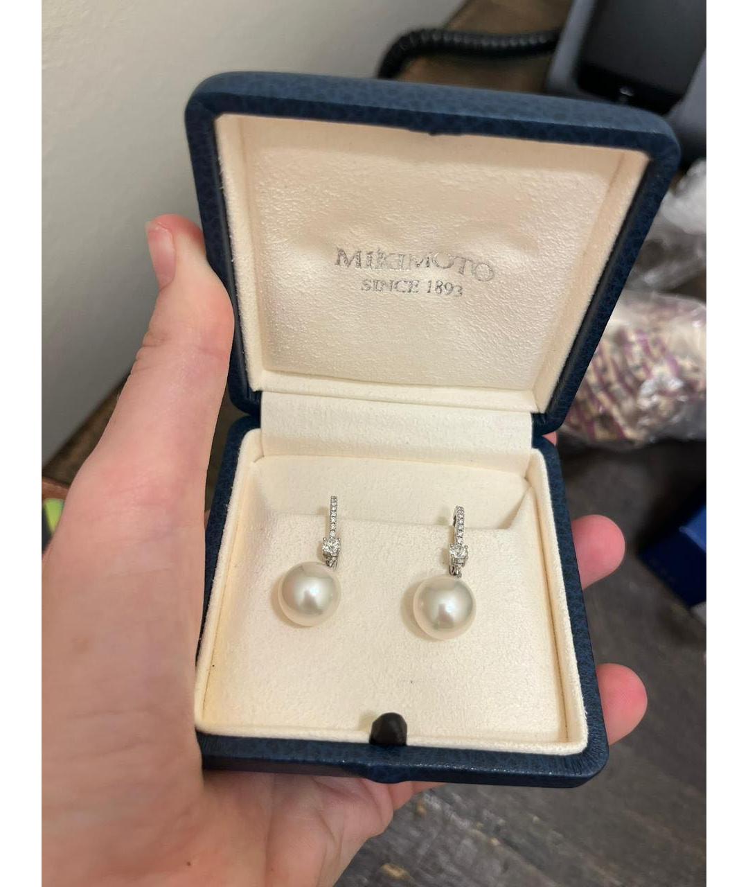 Mikimoto Белые жемчужные серьги, фото 3